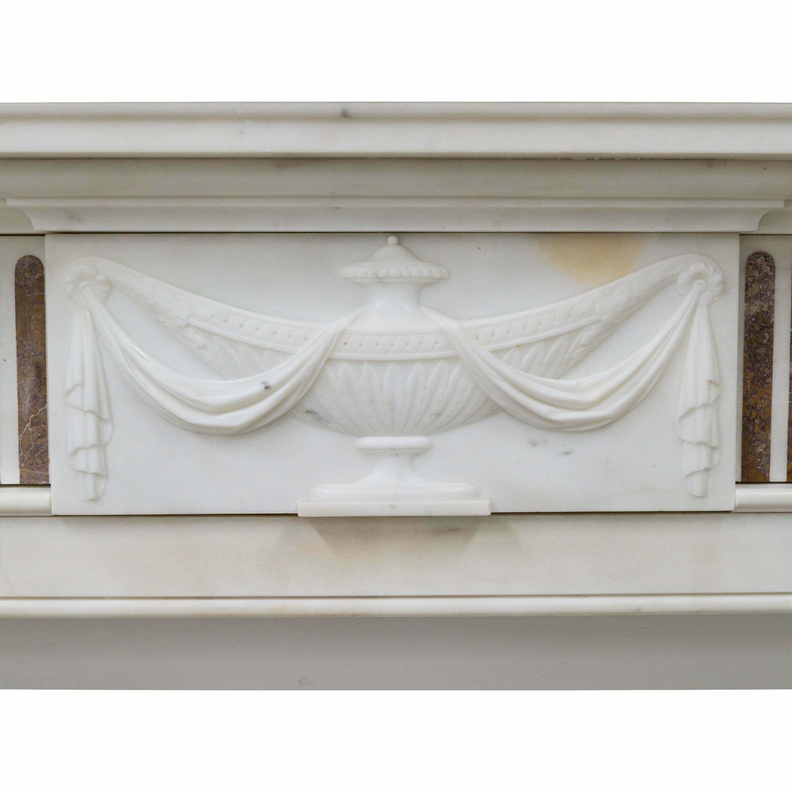 Marble Antique Late Georgian Statuary And Spanish Brocatello Inlay Chimneypiece C.1790 photo vinterior