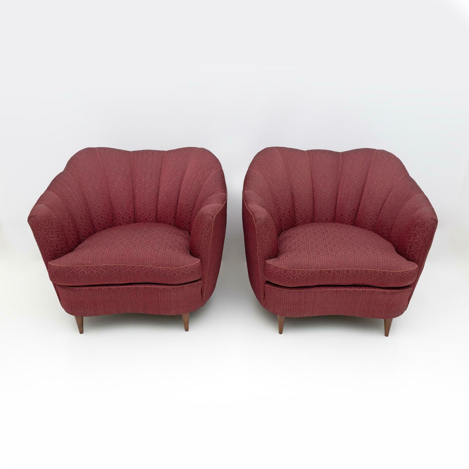 Pair Of Gio Ponti Mid Century Modern Velvet Armchairs For Casa E Giardino, 1950s photo furniture