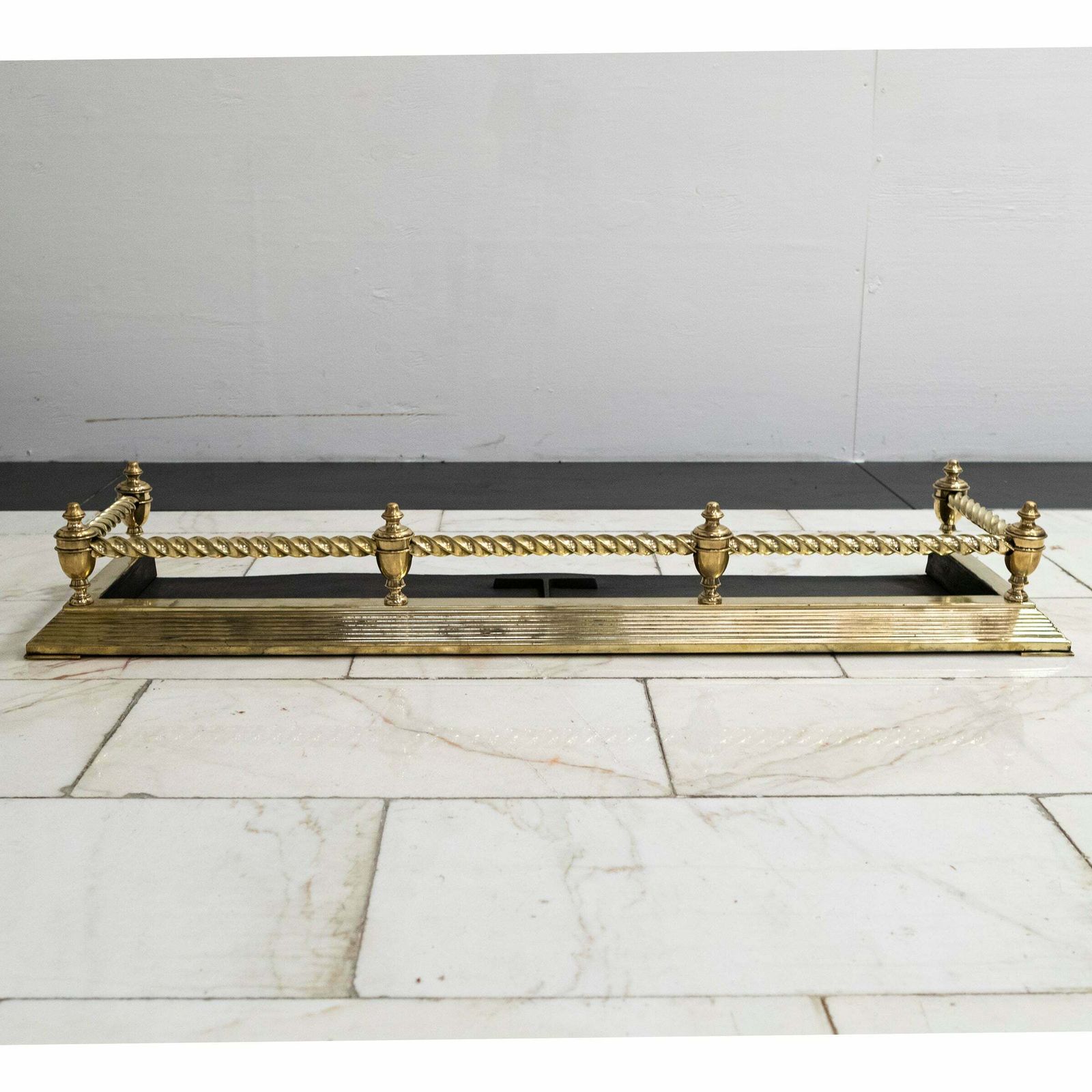 Antique Victorian Brass Fireplace Fender photo vinterior
