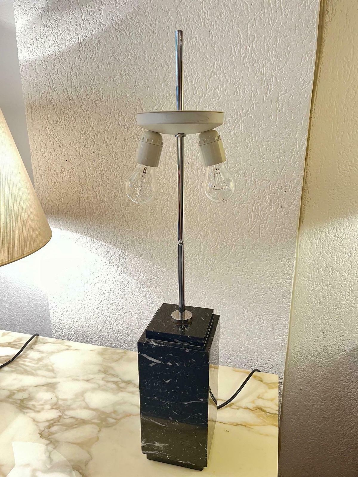 photo for sale Pair Of Black Marble Table Lamps By Florence Knoll, Us Ca. 1960s