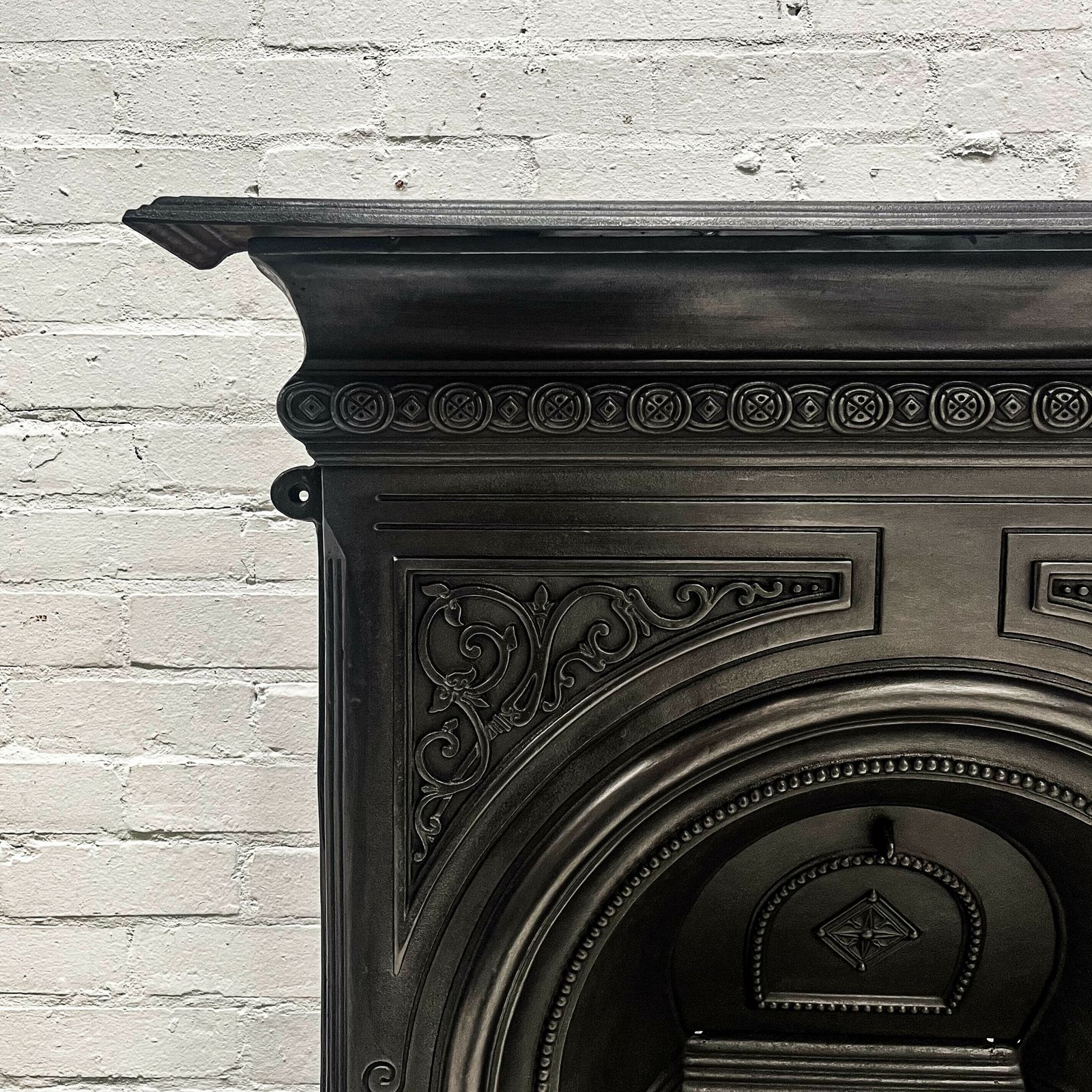 Reclaimed Victorian Cast Iron Arched Combination Fireplace photo for sale