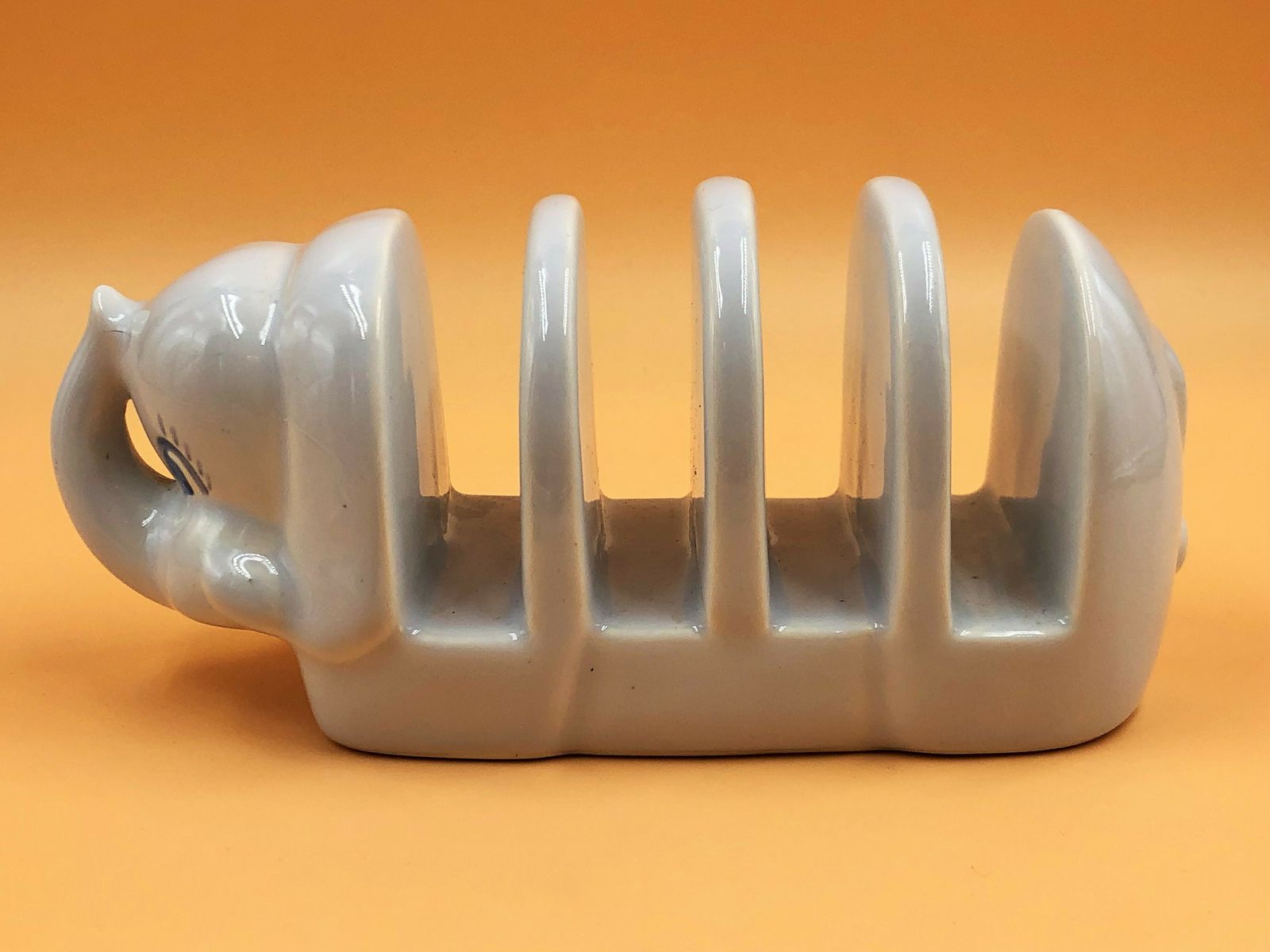Vintage Carlton Ware Novelty Baby Blue Elephant Design 4 Slice Toast Rack. photo for sale