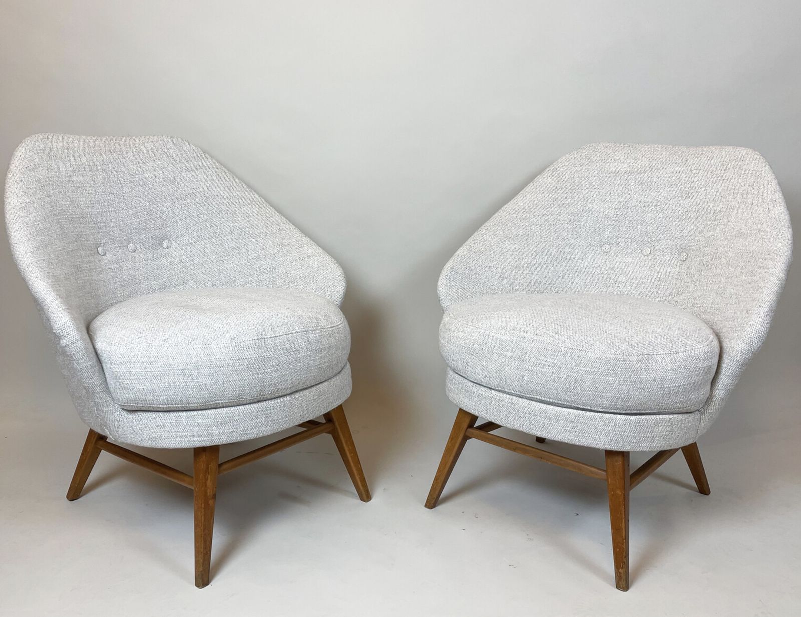 Mid Century Modern Pair Of Armchairs, Austro Hungarian, 1960s – New Upholstery photo for sale