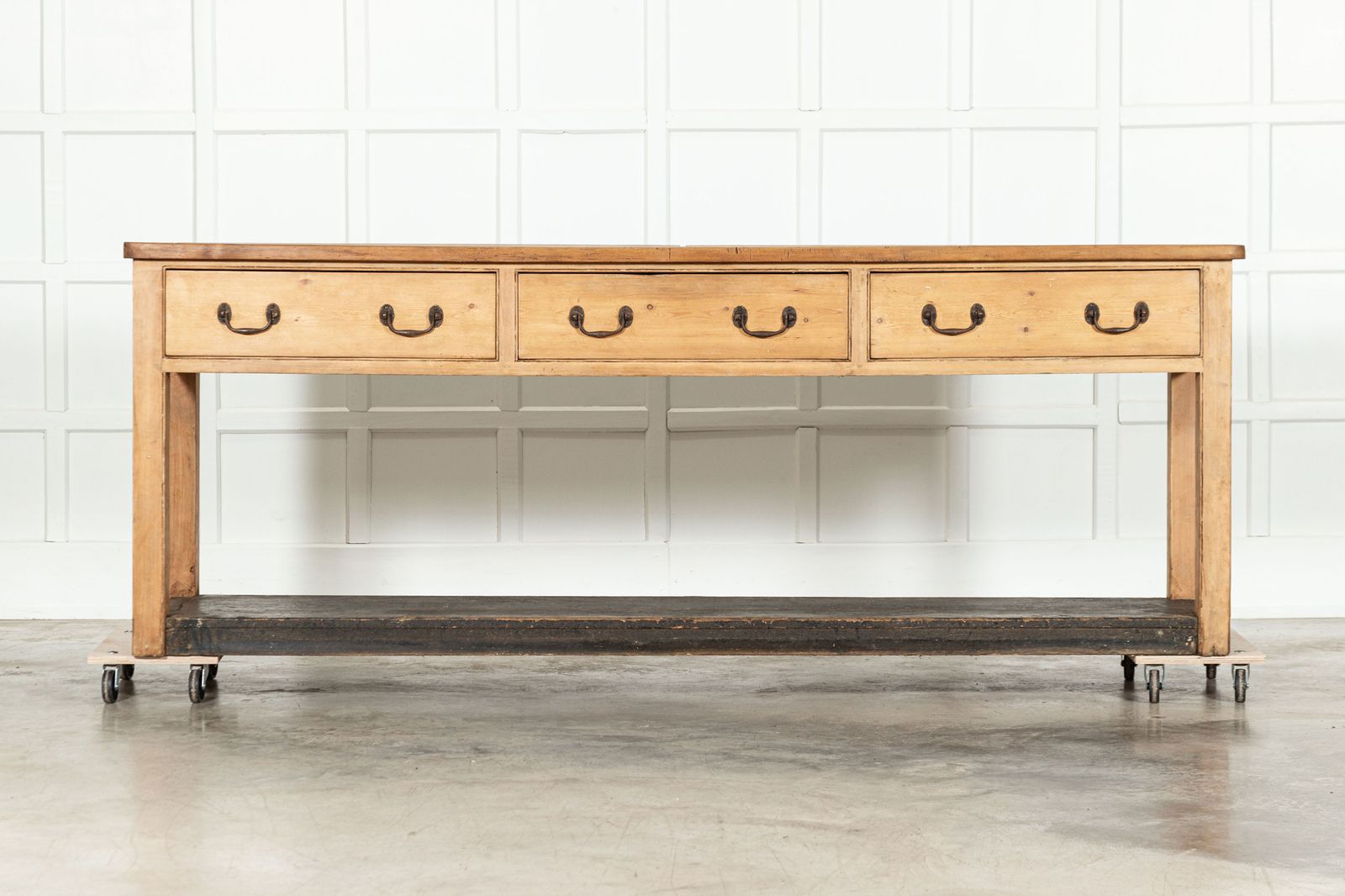 Monumental English Georgian Country House Pine Potboard Dresser Base photo furniture