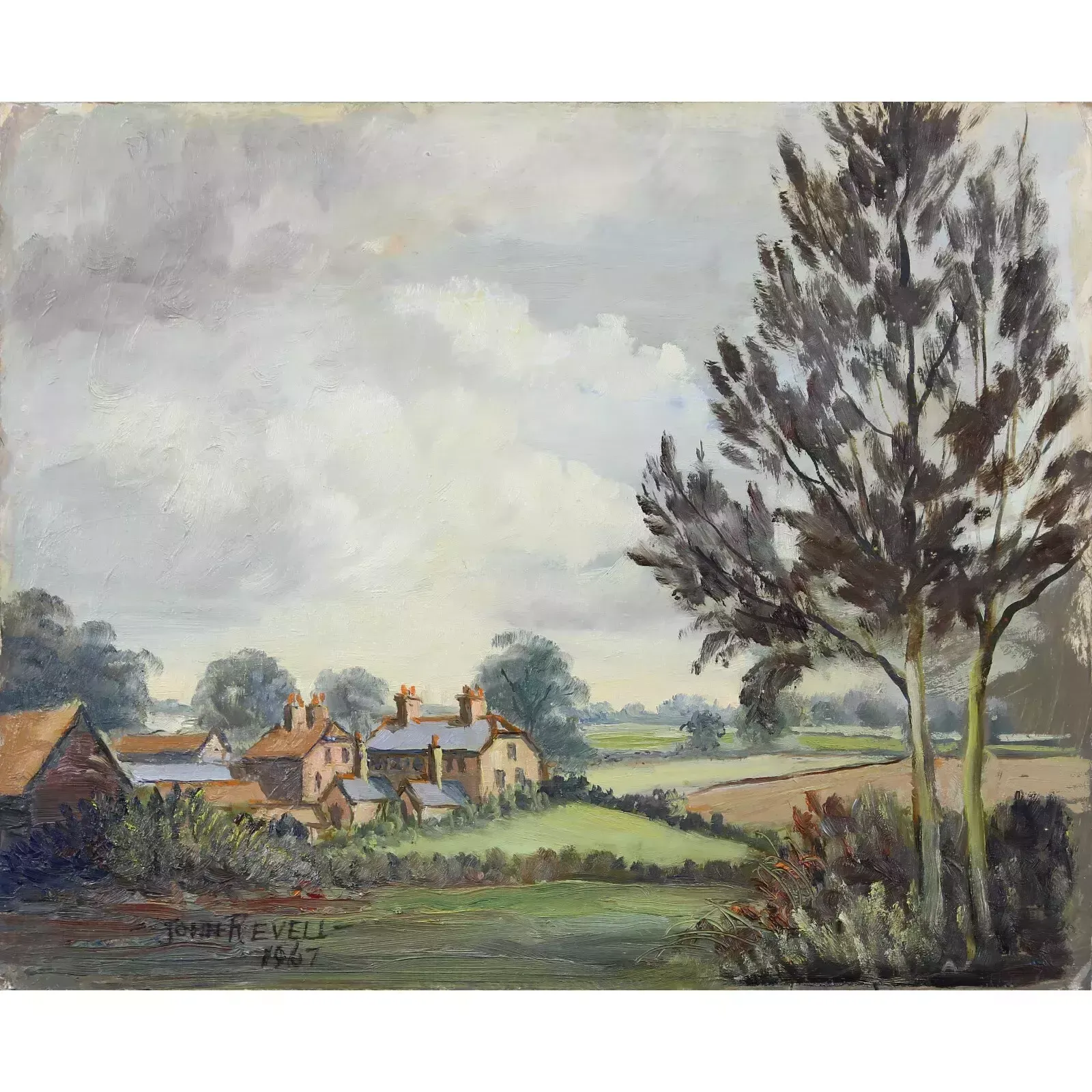 Oil On Board By John Revell. Bunkers Farm Near Leverstock Green