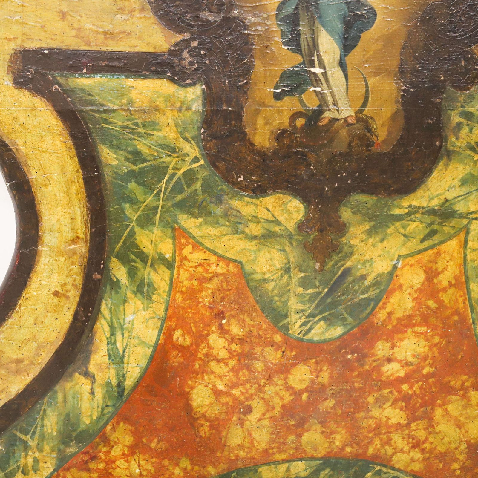 19th C Hand Painted Spanish Panel Headboard Overdoor photo vinterior