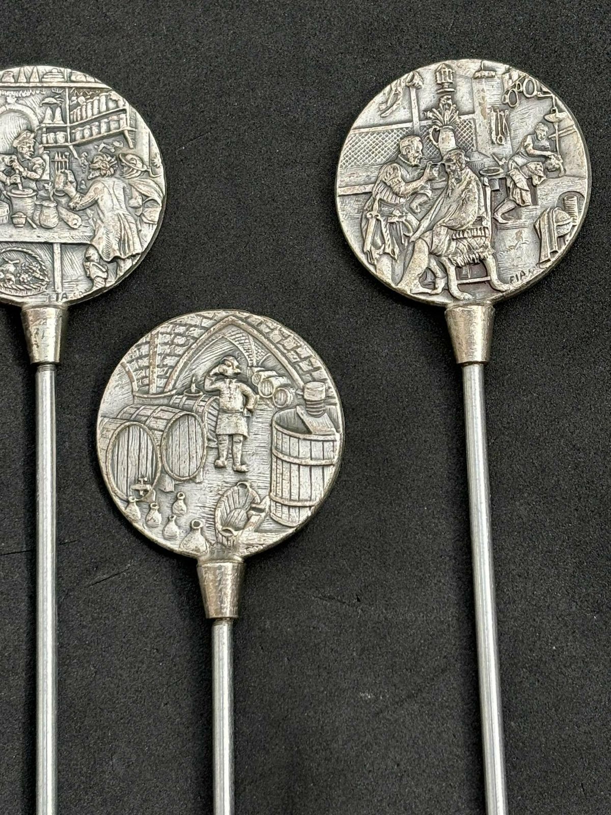 Skewers Set 6 Old Profession Illustrations Barbecue Grill Picks Made In France Very Rare Set Hunter Gift Meat Seafood Wild Meat Gift photo 148.0