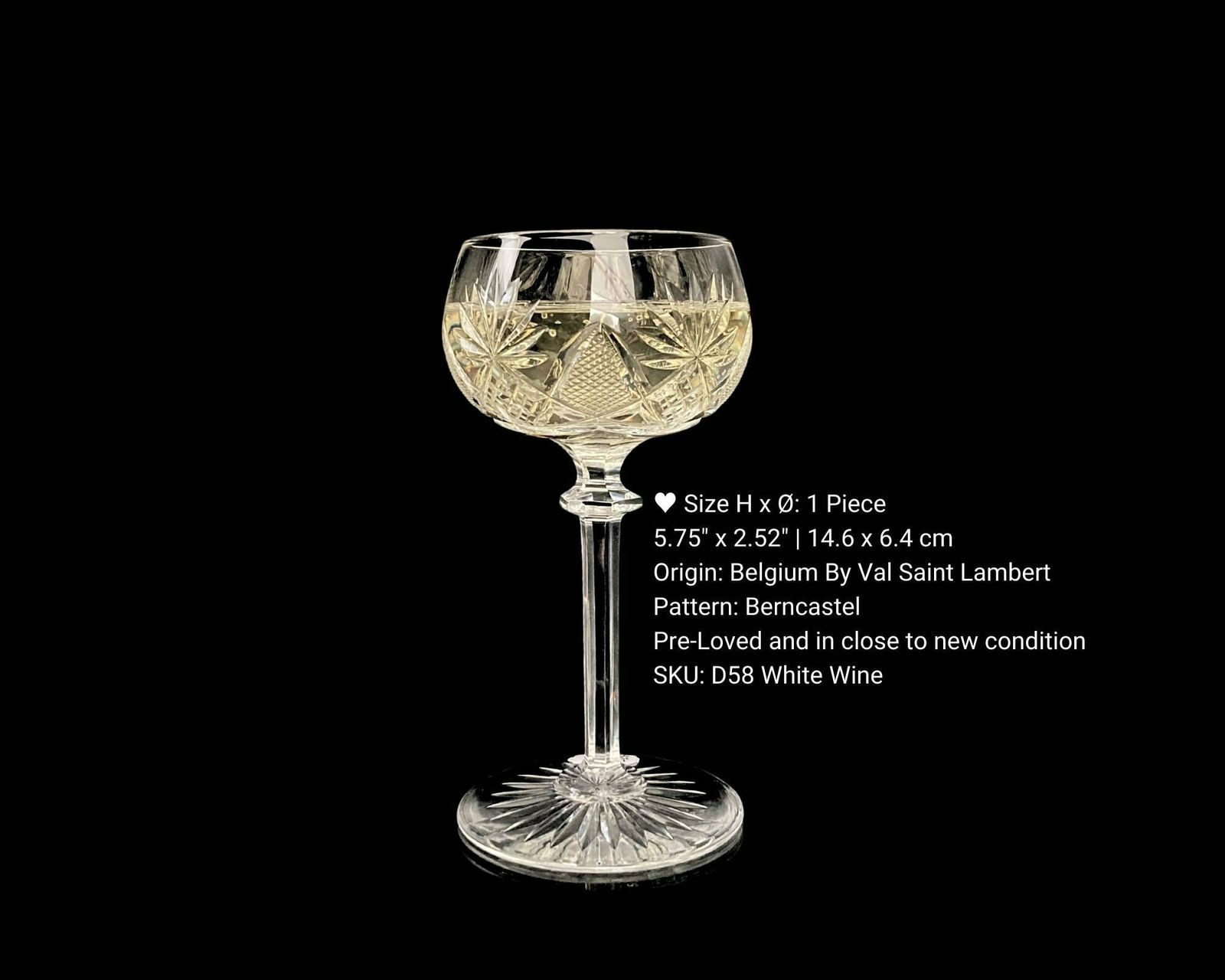 Val Saint Lambert Berncastel | Clear Crystal Glassware | Select Water, Wine Or Port | Approx 1950s photo buy