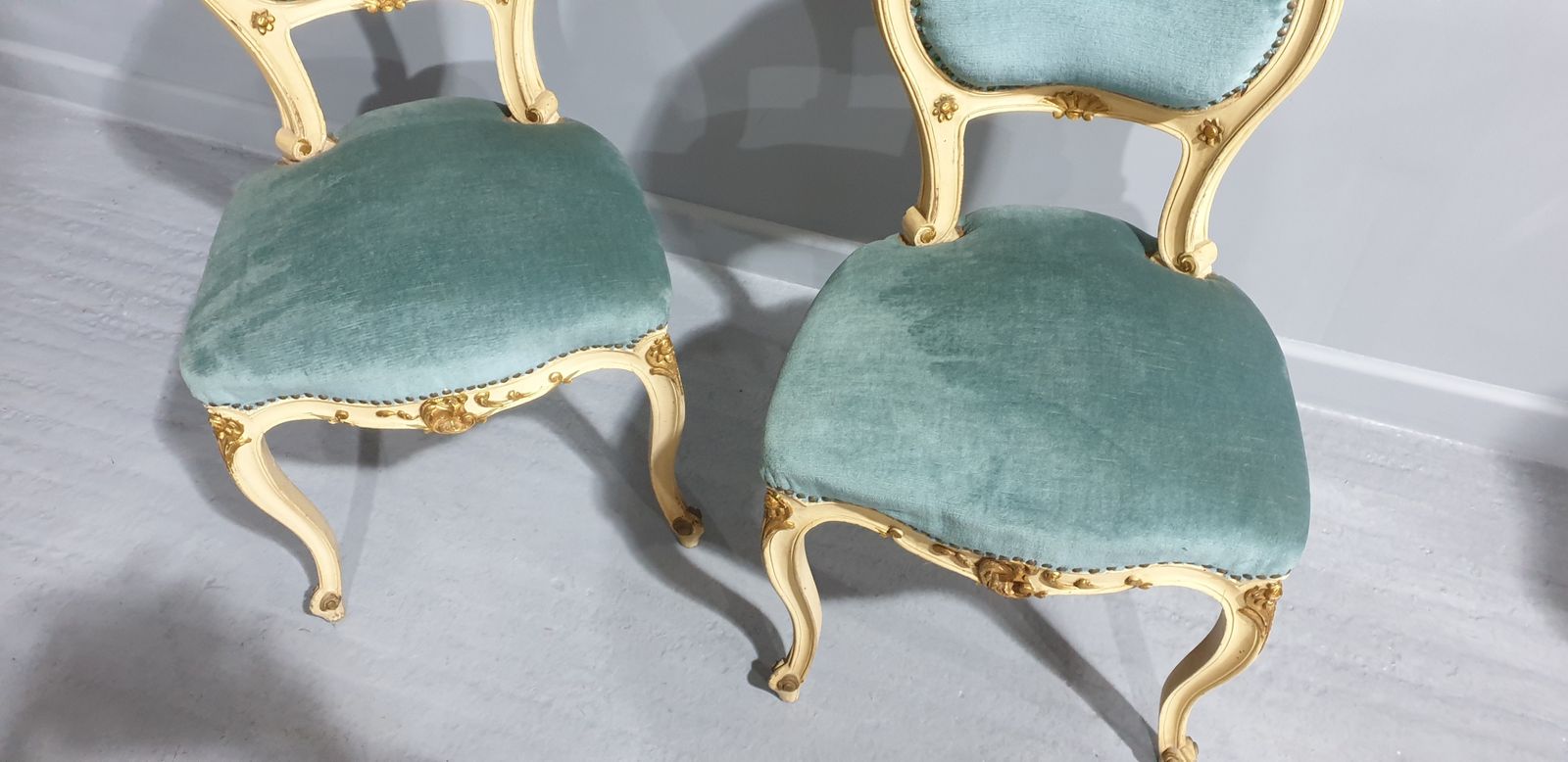 Super Pair French Painted Boudoir Chairs photo furniture