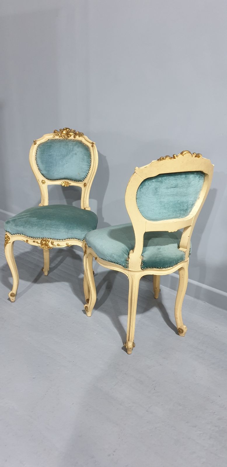 Super Pair French Painted Boudoir Chairs photo Furniture
