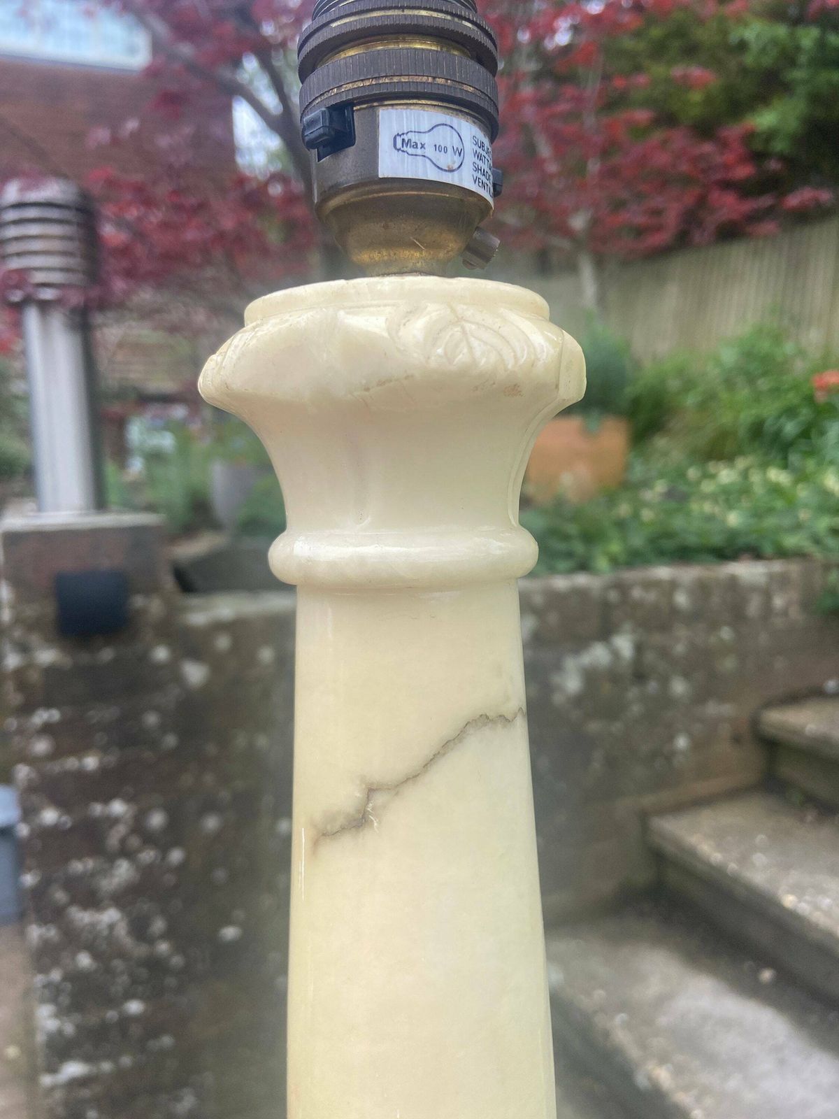 photo furniture Gorgeous Yellow Alabaster Column Style Lamp, Tall   Genuine Alabaster Charneca   Creamy White Yellow Onyx Marble Lamp   Working Vintage Lamp