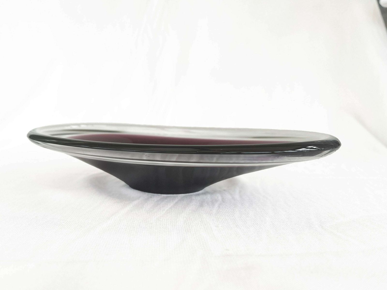 Purple Mid Century Scandinavian Biomorphic Studio Art Glass Bowl Circa 1960 photo vintage