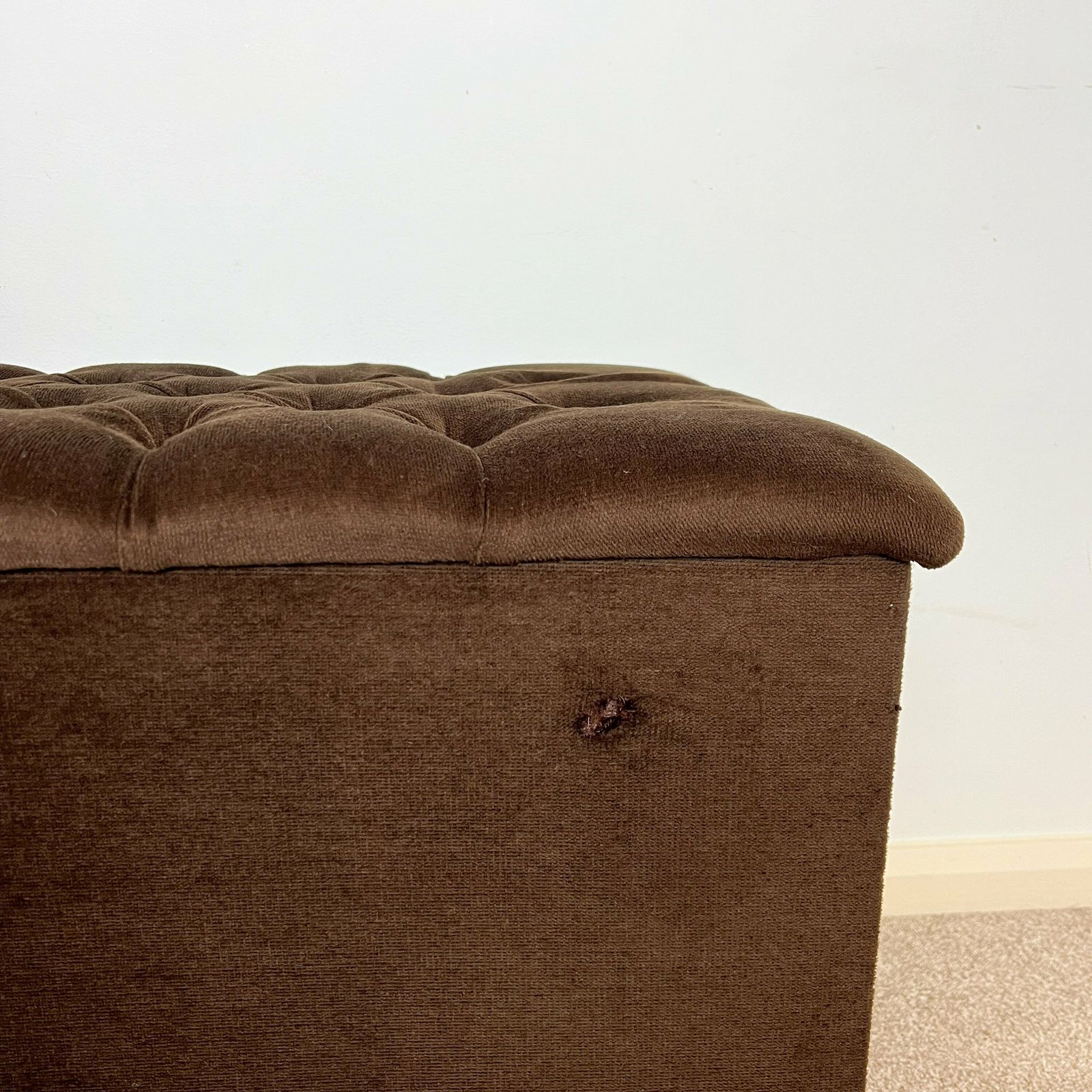 Mid Century Brown Velvet Blanket Box With Tassels 1960s photo vintage