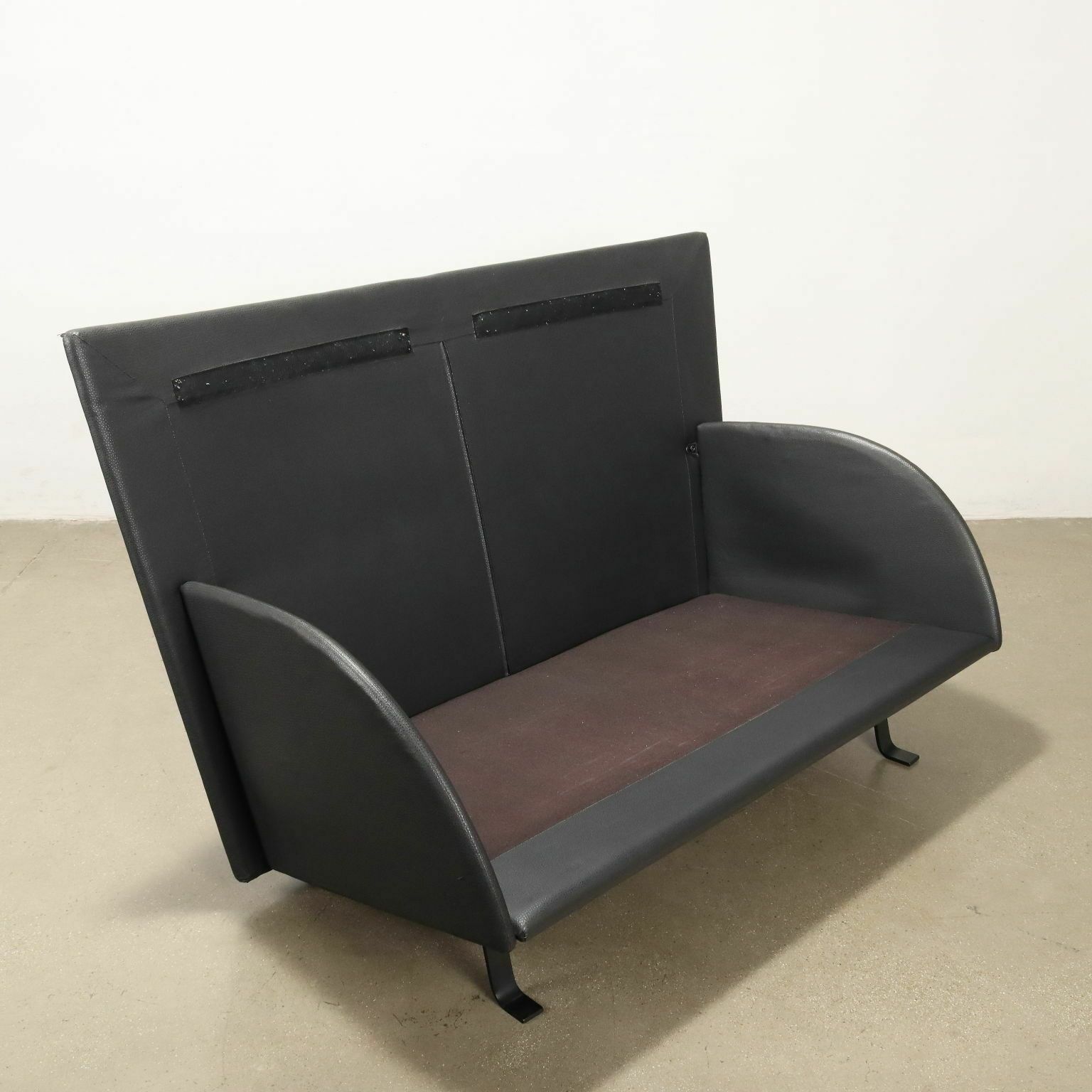 photo for sale Vintage 1980s Sofa Velvet Leatherette With Pillowcases Italy