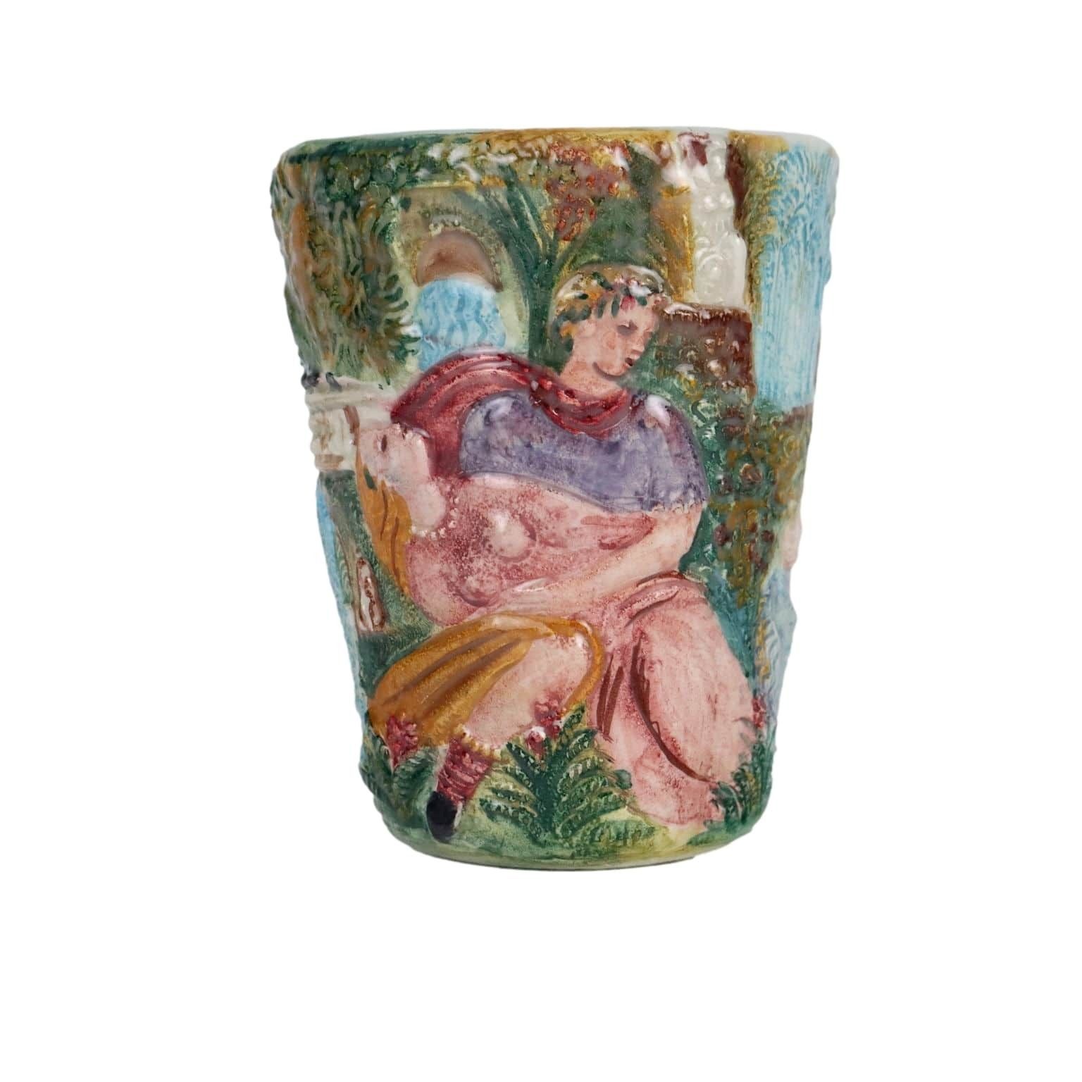 Antique Vase Majolica From Tivoli Italy XX Century