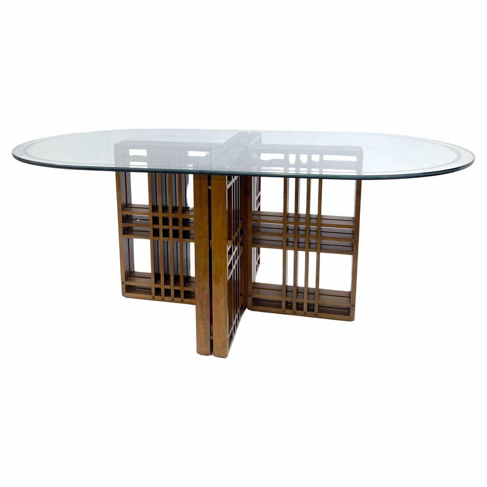 Mid Century Modern Italian Dining Table, Wood And Glass, 1960s photo vinterior