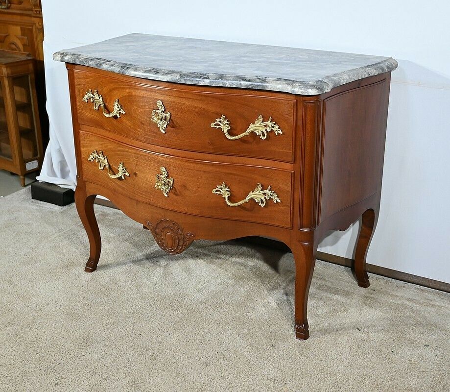 Sauteuse Commode In Solid Mahogany, Louis XV Style – Late 19th Century photo Furniture