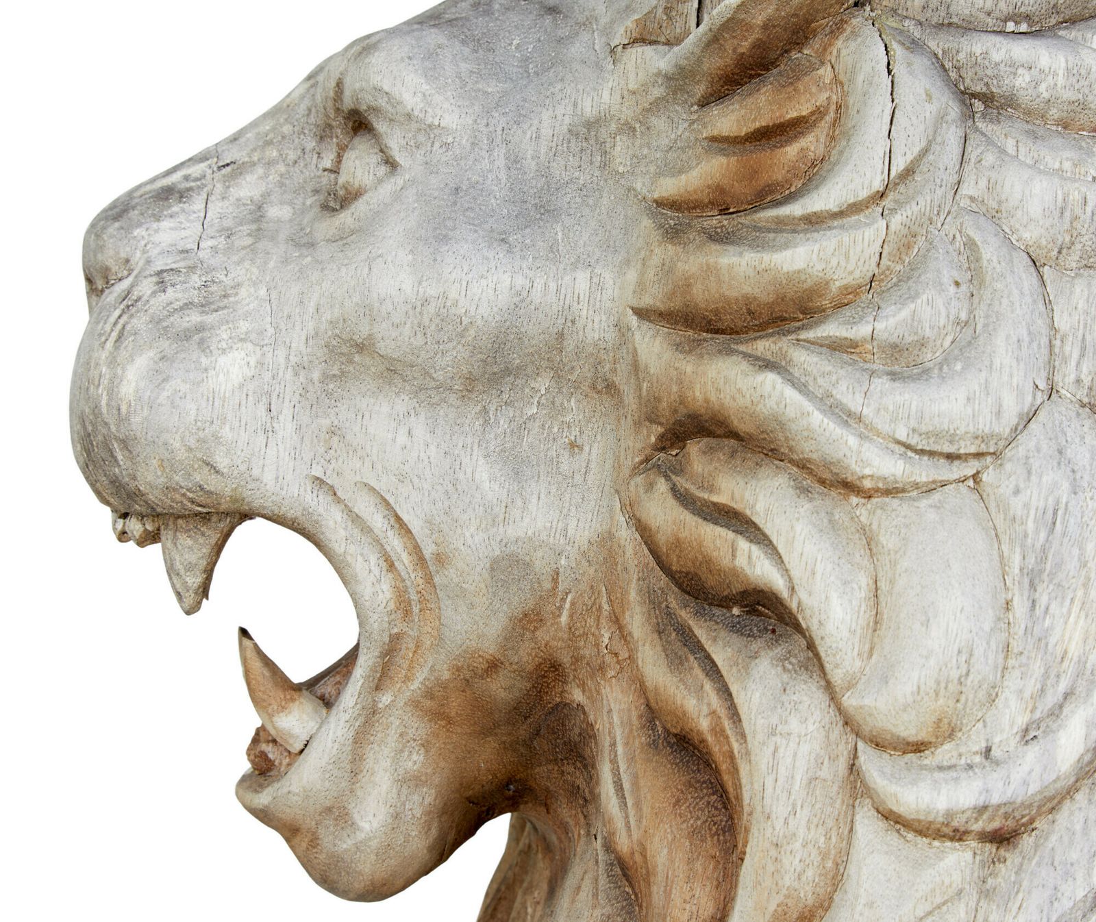 Pair Of Mid 20th Century Carved Solid Wood Lions photo furniture