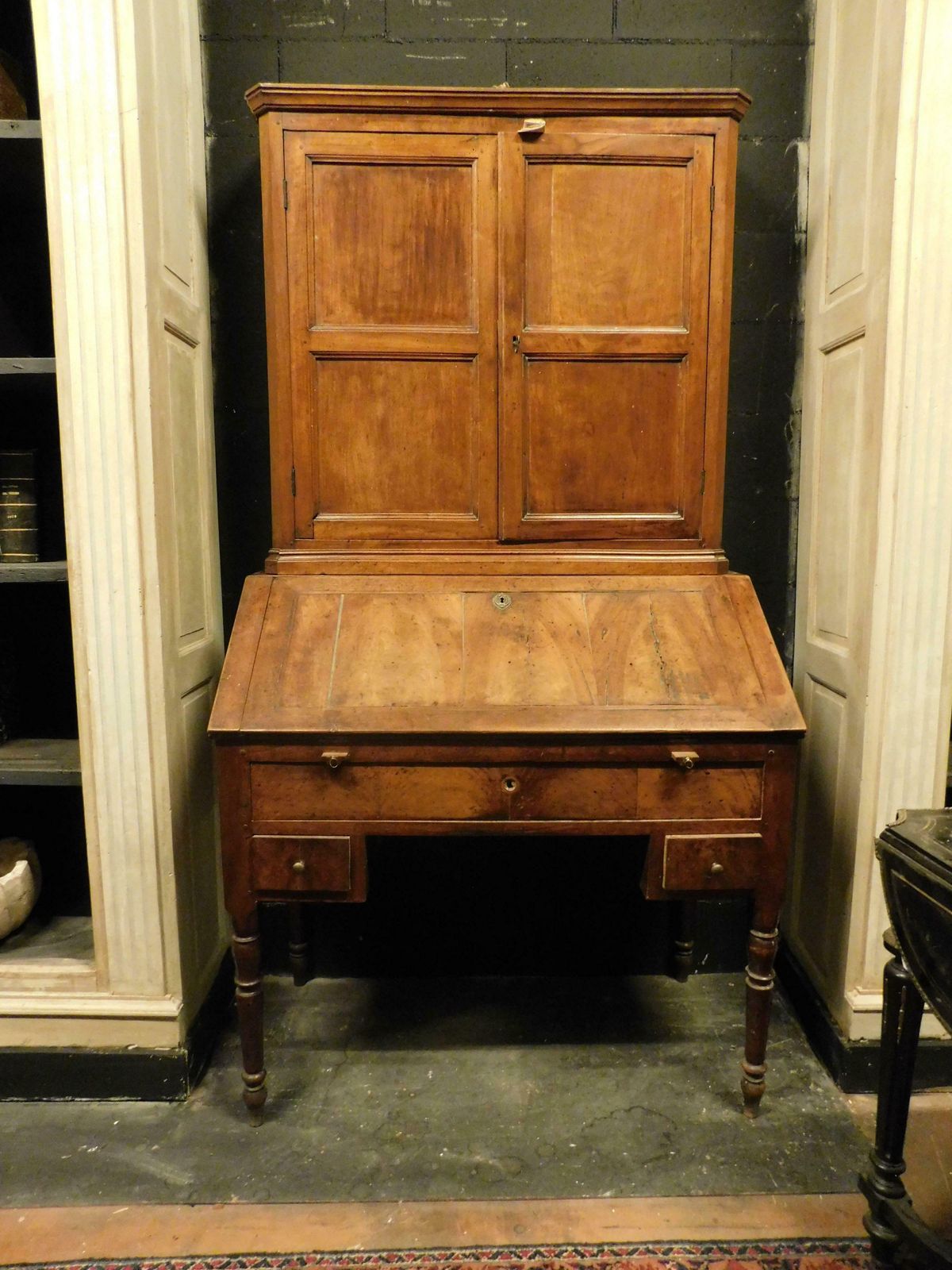 Cabinet With Flap, Walnut Desk, Italy photo vintage