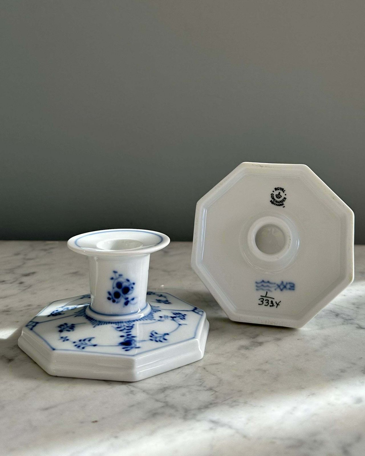 Pair Of Candle Holders "Musselmalet" From Royal Copenhagen photo Home Decor