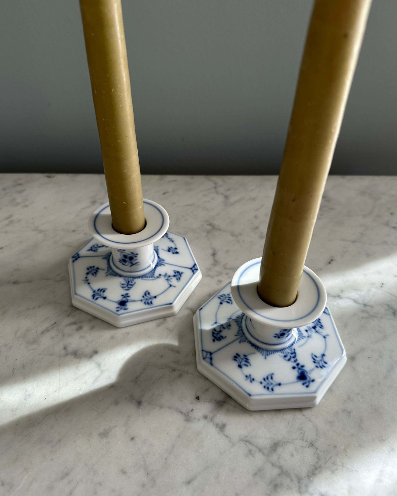 Pair Of Candle Holders "Musselmalet" From Royal Copenhagen photo 186.0