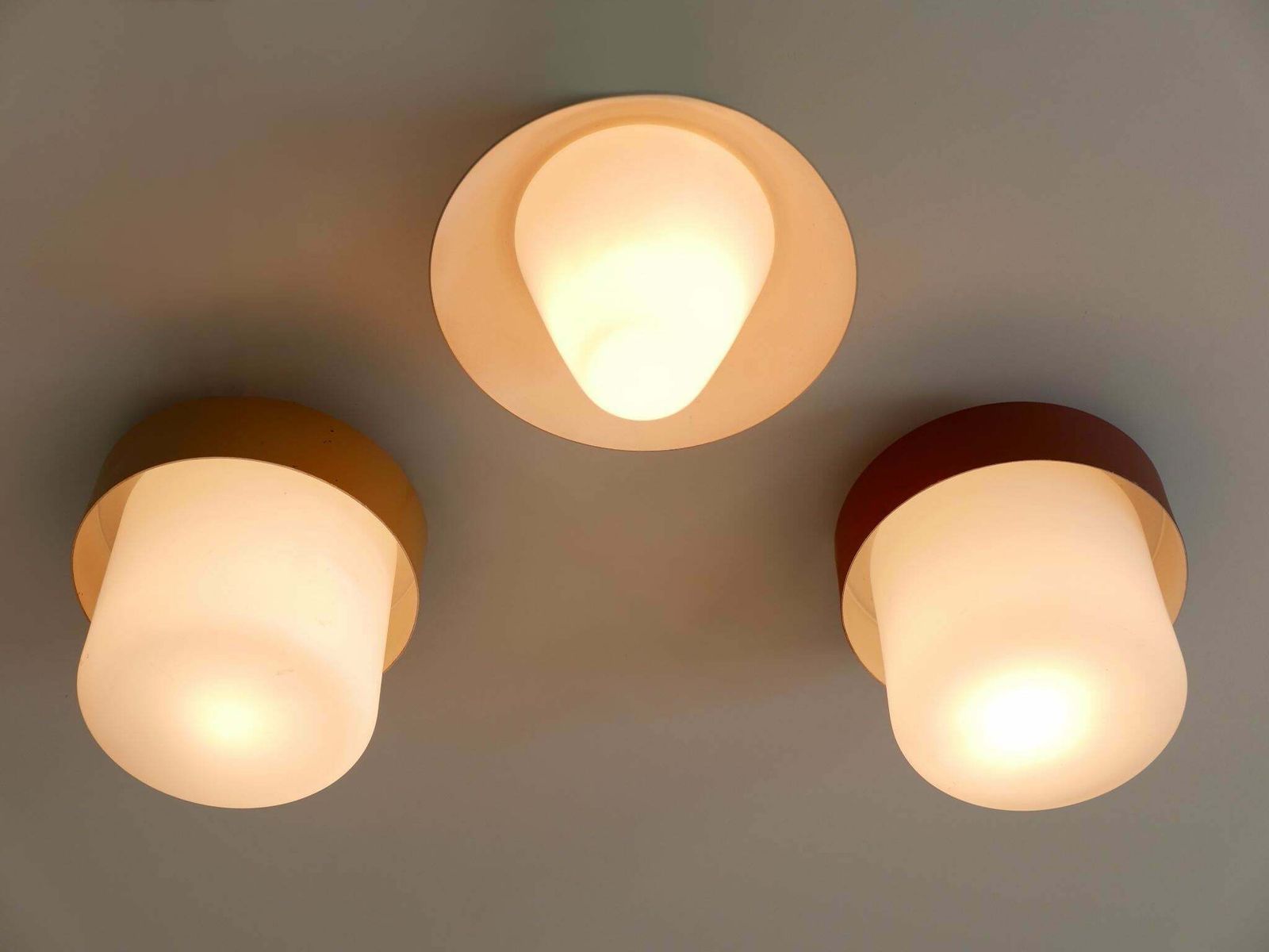 Set Of Three Rare & Lovely Ceiling Fixtures Or Flush Mounts Germany 1960s photo vintage