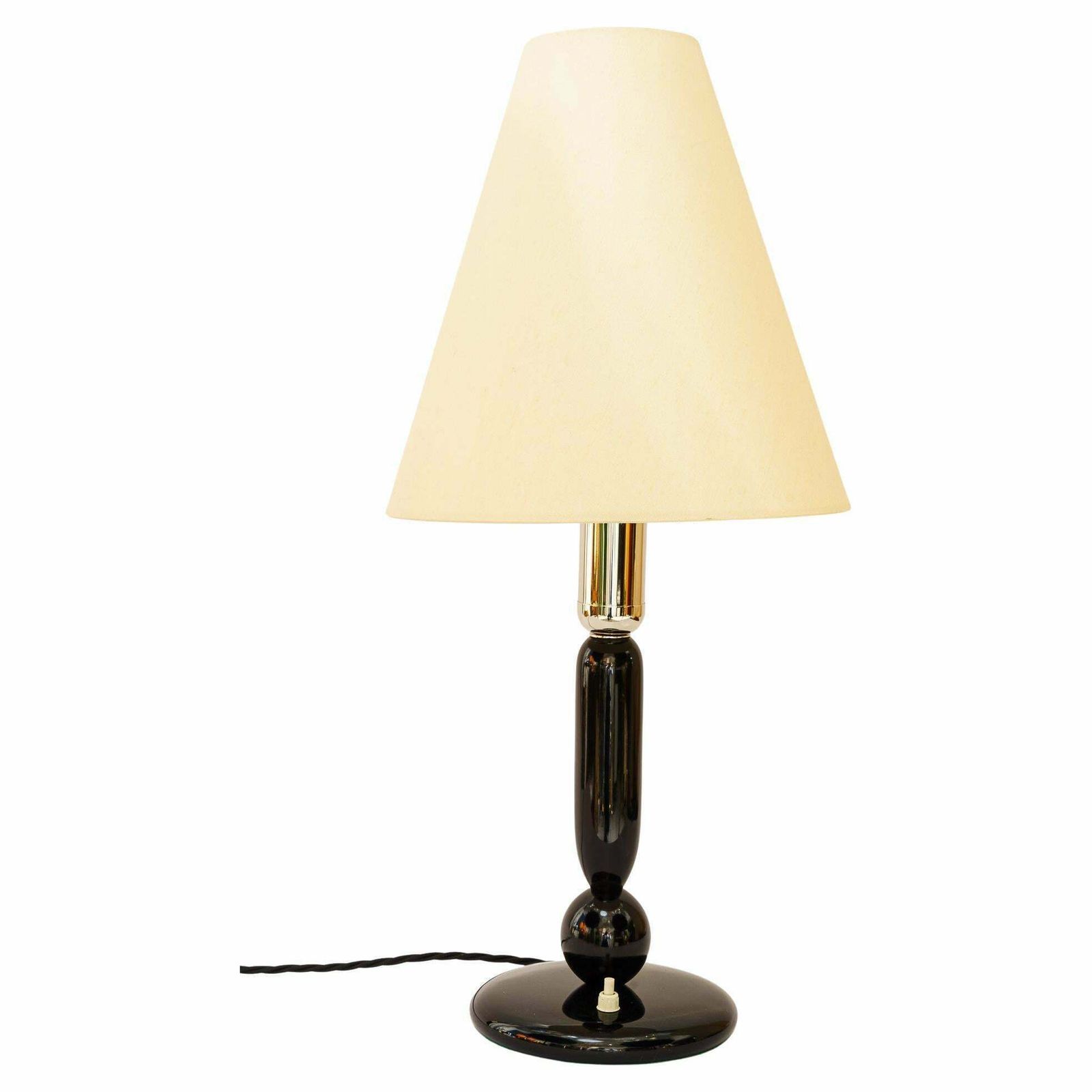 Big Art Deco Wood Table Lamp With Fabric Shade Vienna Around 1930s