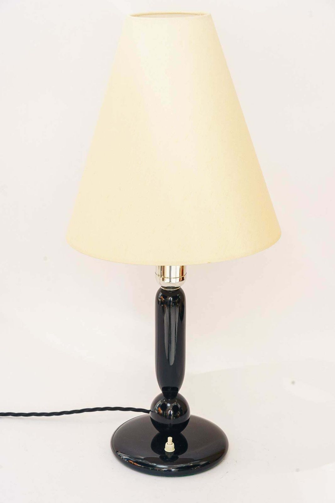 Big Art Deco Wood Table Lamp With Fabric Shade Vienna Around 1930s photo furniture