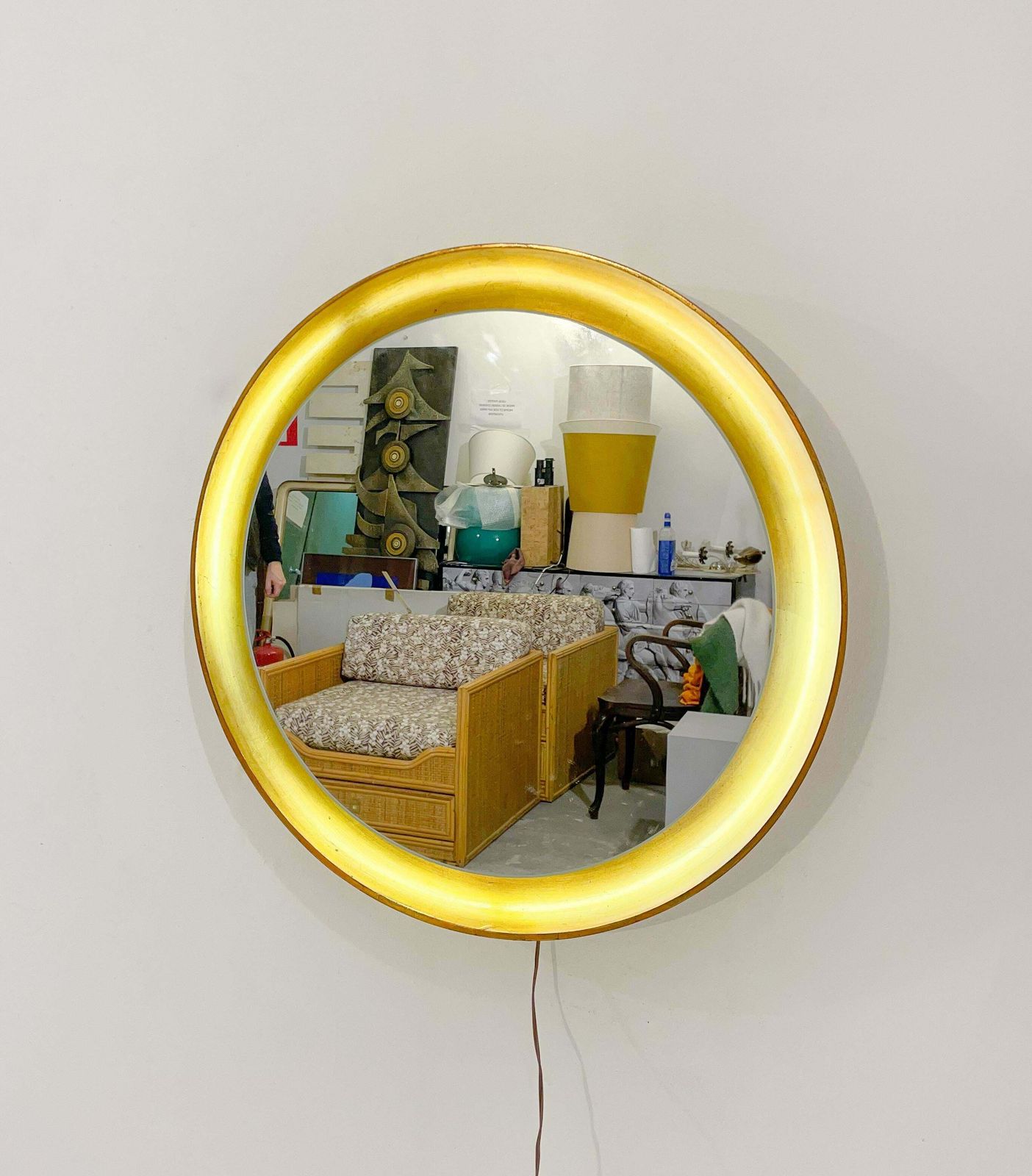 Mid Century Modern Gold Mirror, Wood, Italy, 1960s photo Home Decor