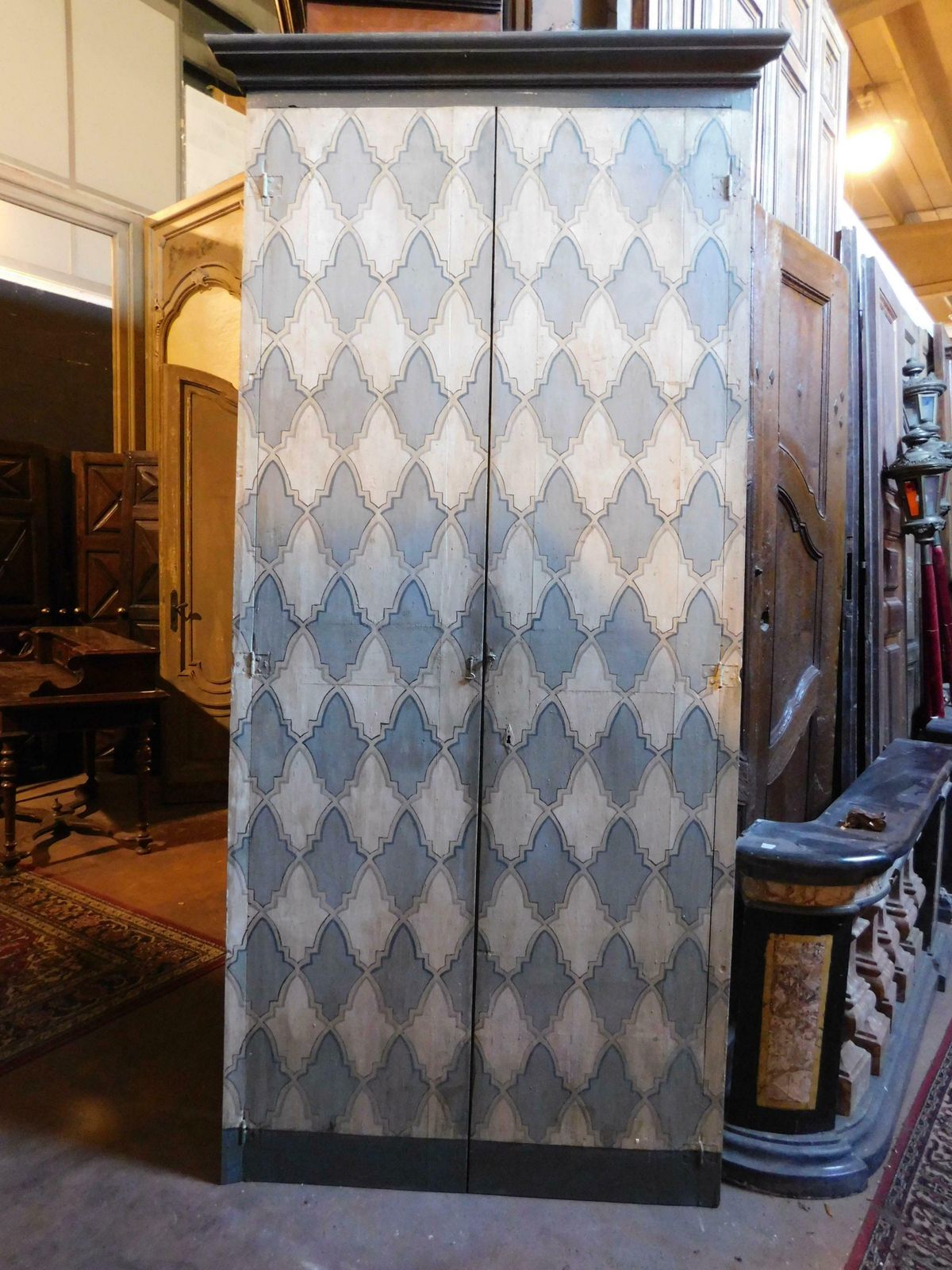 Vintage Door, Placard, Wall Cupboard, Painted With Tapestry, Italy photo vintage