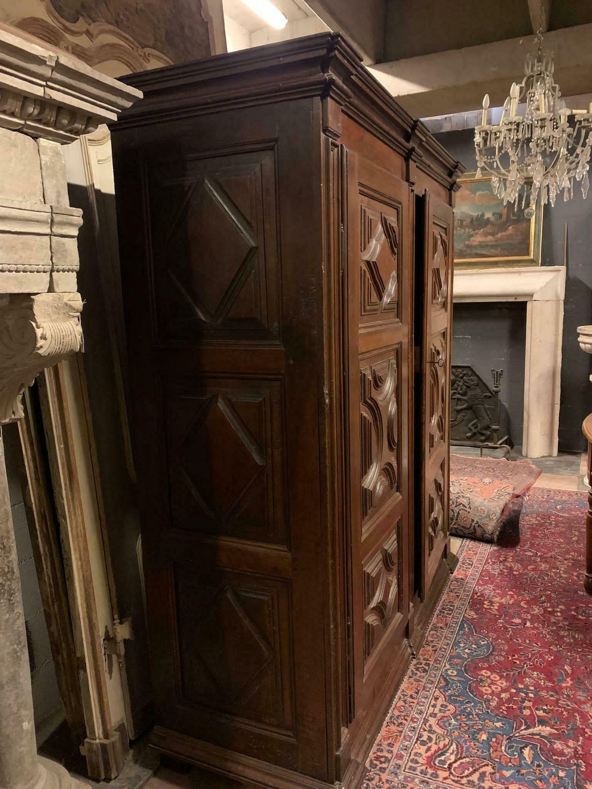 Two Door Wardrobe Armoires In Carved Walnut Wood, Italy photo 5406.0