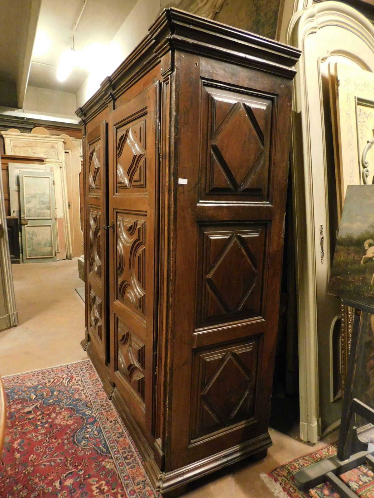 Furniture Two Door Wardrobe Armoires In Carved Walnut Wood, Italy photo