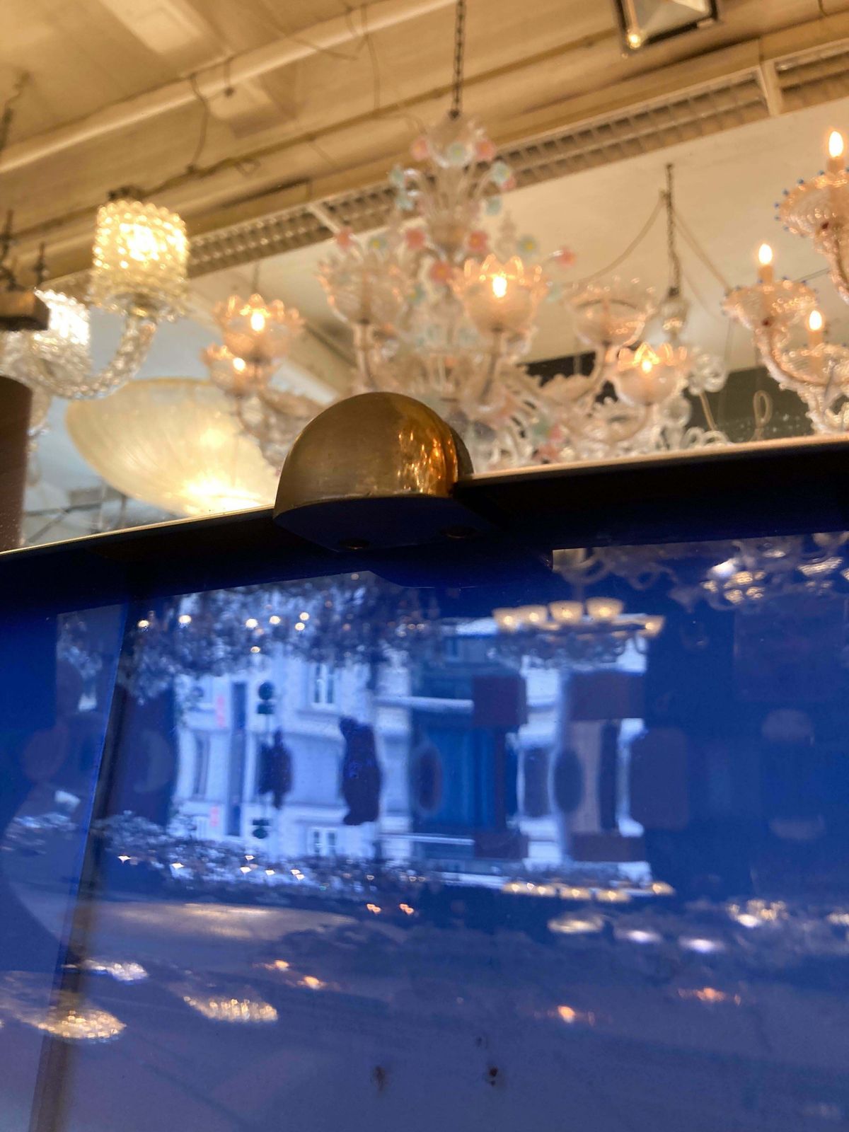Mid Century Modern Cobalt Blue Glass Mirror, Italy, 1950s photo Home Decor