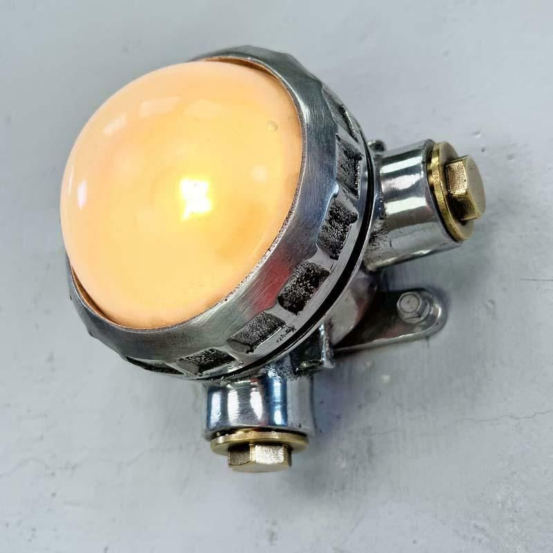 Late Century Vintage Industrial Spotlight   Frosted Glass photo 150.0