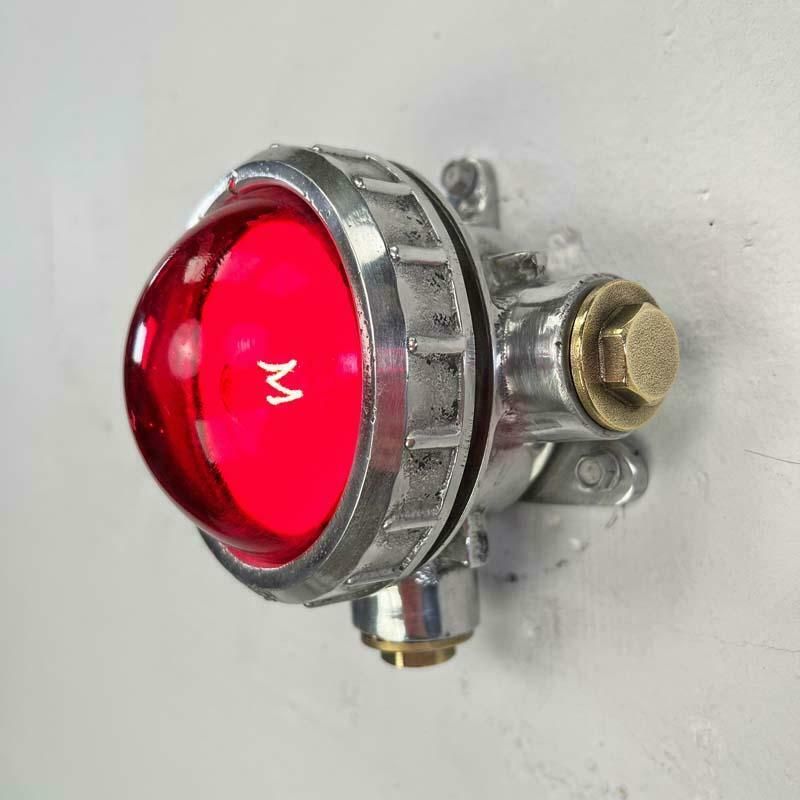 Late Century Vintage Industrial Spotlight   Red Glass photo Lighting