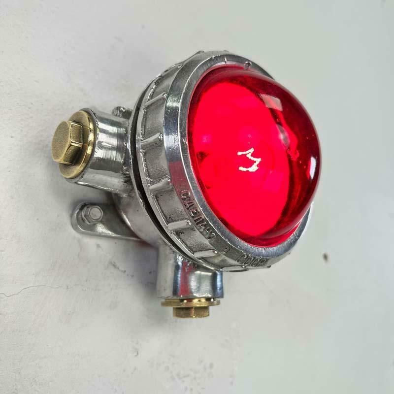 Late Century Vintage Industrial Spotlight   Red Glass photo vintage