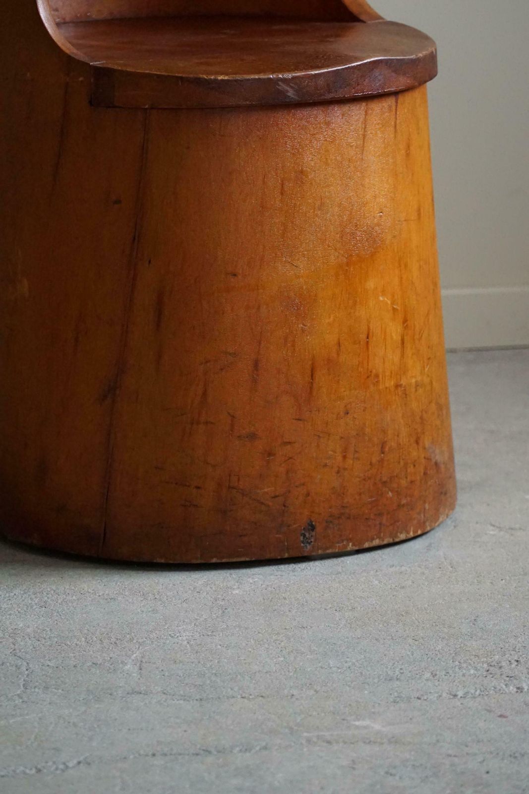 photo buy Hand Carved Primitive Stump Chair In Pine Swedish Modern Wabi Sabi 1960s