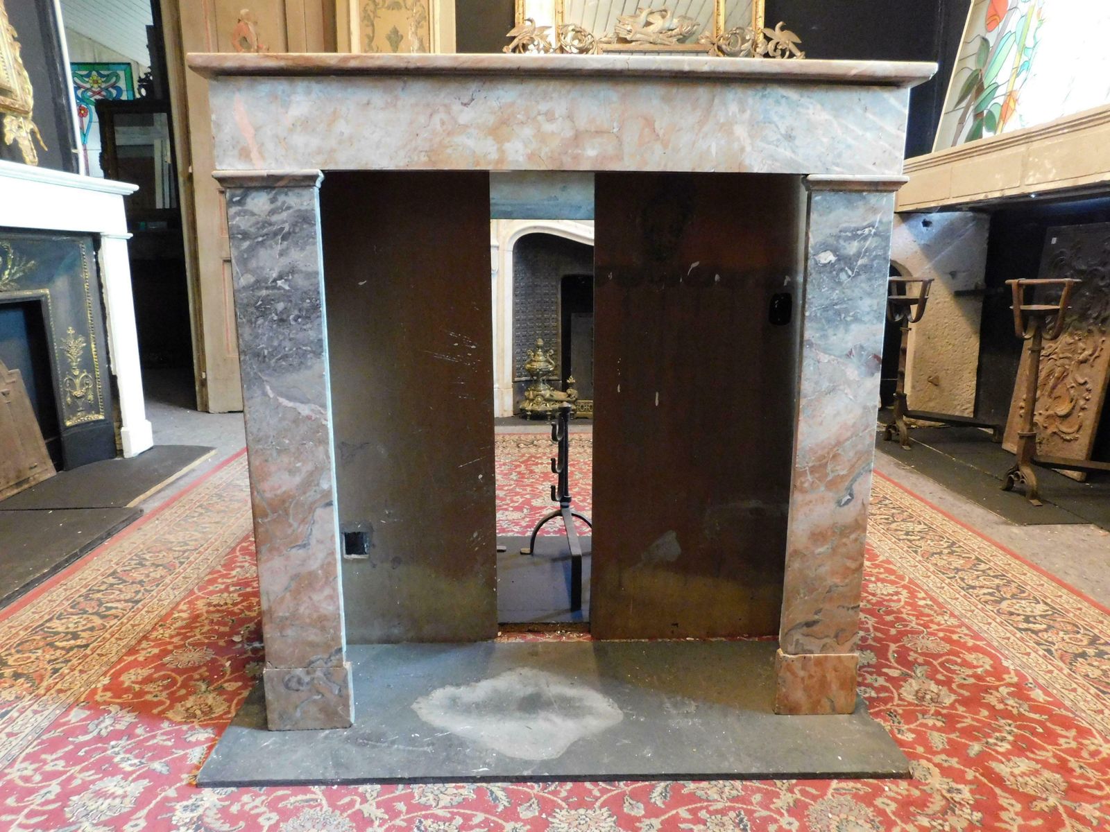 Fireplace Mantle In Gray And Pink Marble "Fior Di Pesco", Italy photo 2529.0