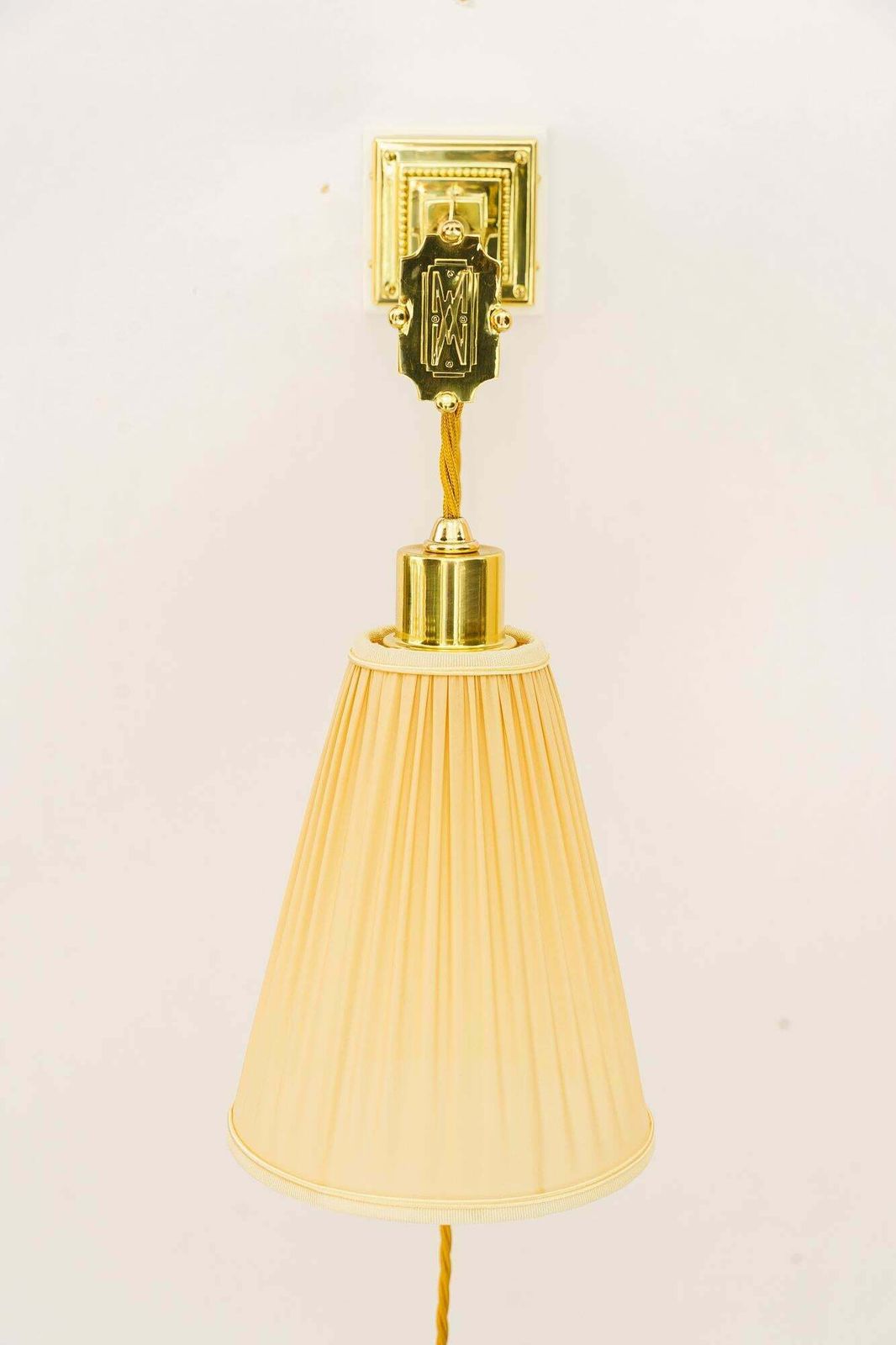 2 Adjustable And Sviweling Art Deco Wall Lamps With Fabric Shades Vienna 1920s photo vintage