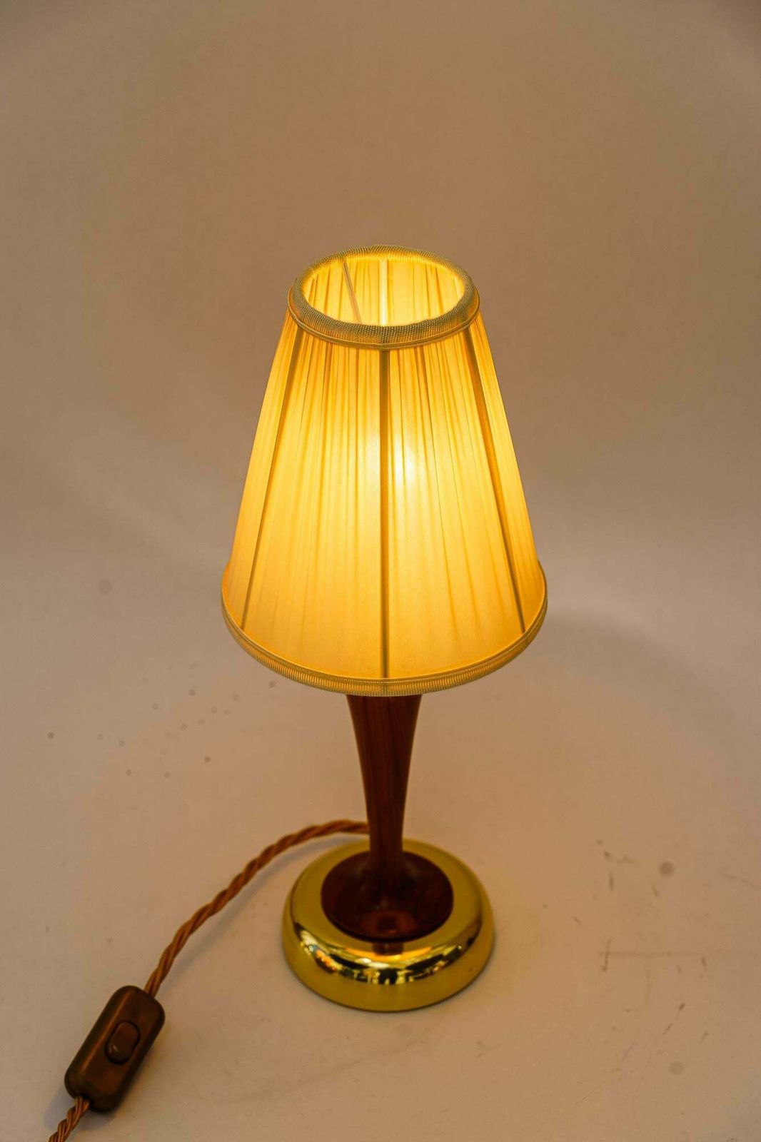 Rupert Nikoll Table Lamp With Cherry Wood And Fabric Shade Vienna Around 1950s photo buy