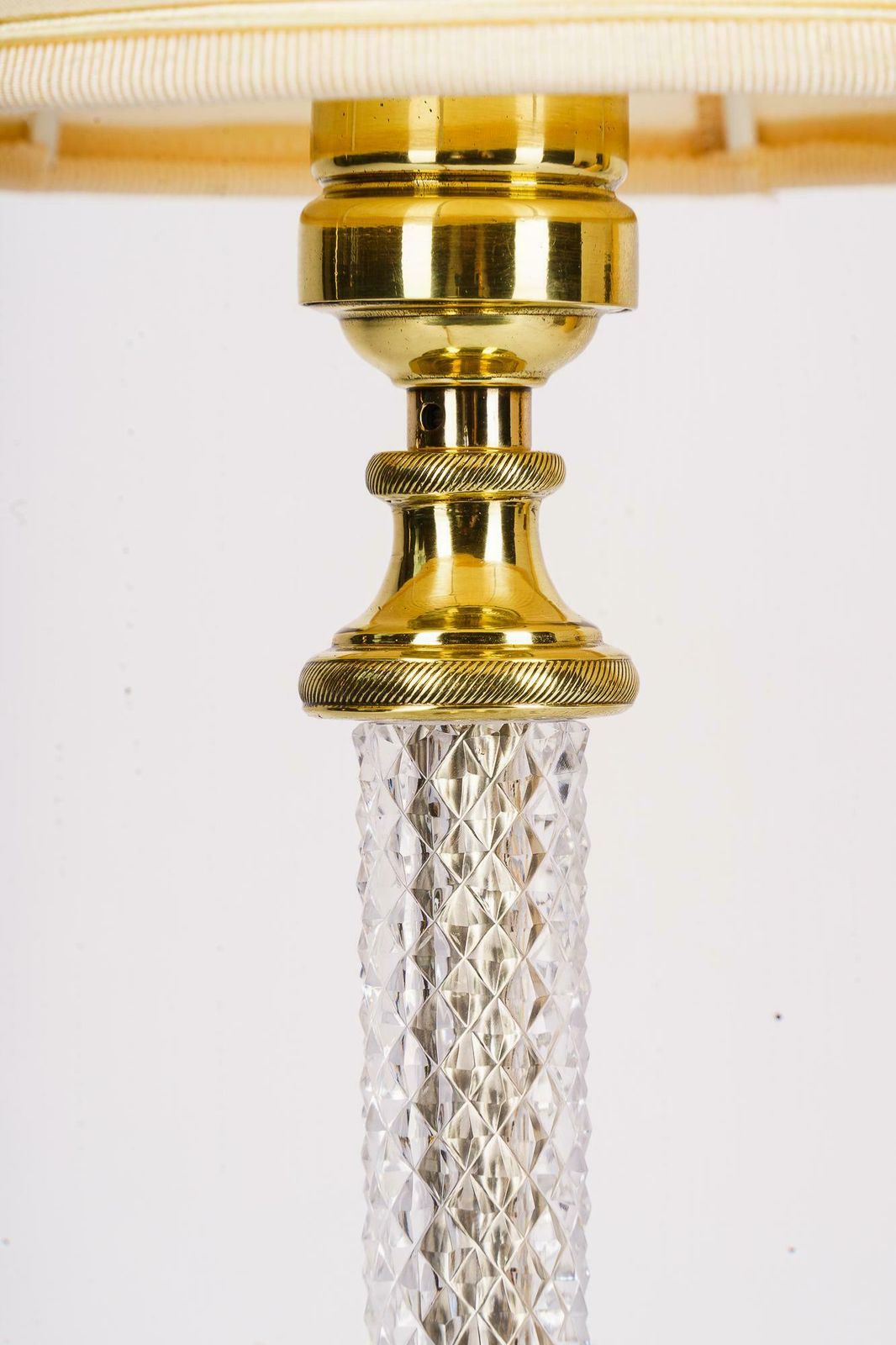 Art Deco Fine Cut Glass Table Lamp With Fabric Shade Vienna Around 1920s photo 480.0