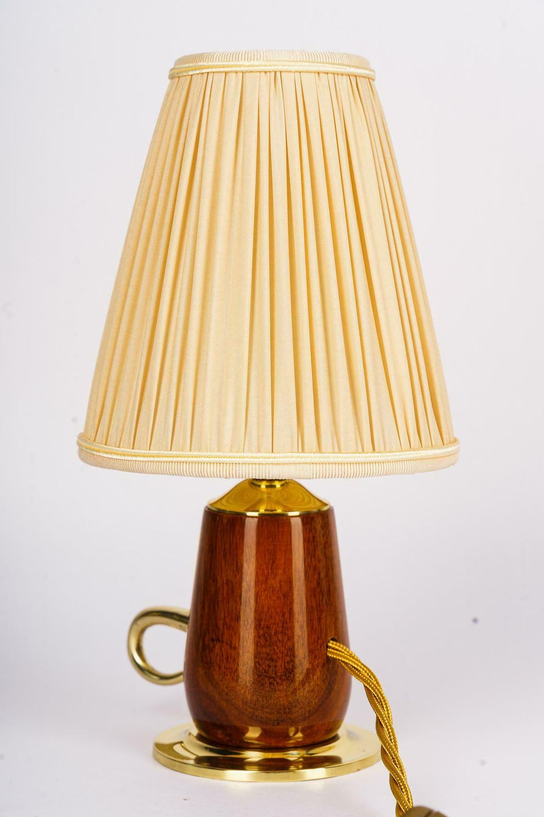 Rupert Nikoll Cherry Wood Table Lamp With Fabric Shade Vienna Around 1950s photo Lighting