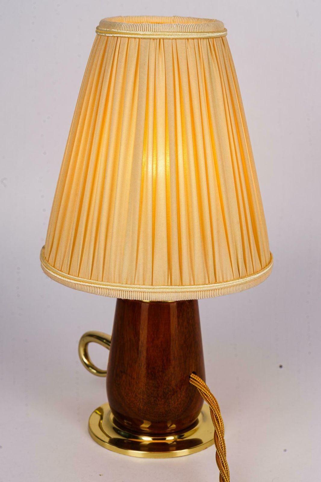 photo furniture Rupert Nikoll Cherry Wood Table Lamp With Fabric Shade Vienna Around 1950s