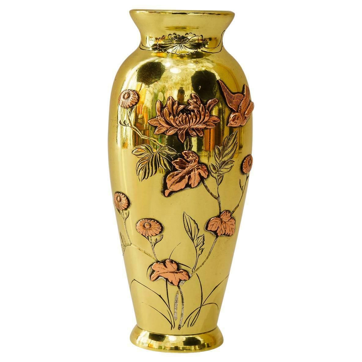 Art Deco Vase Brass And Copper Conbination Vienna Around 1920s