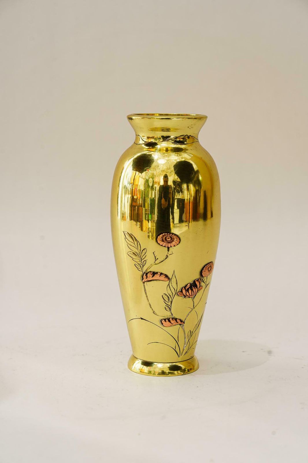 Art Deco Vase Brass And Copper Conbination Vienna Around 1920s photo for sale