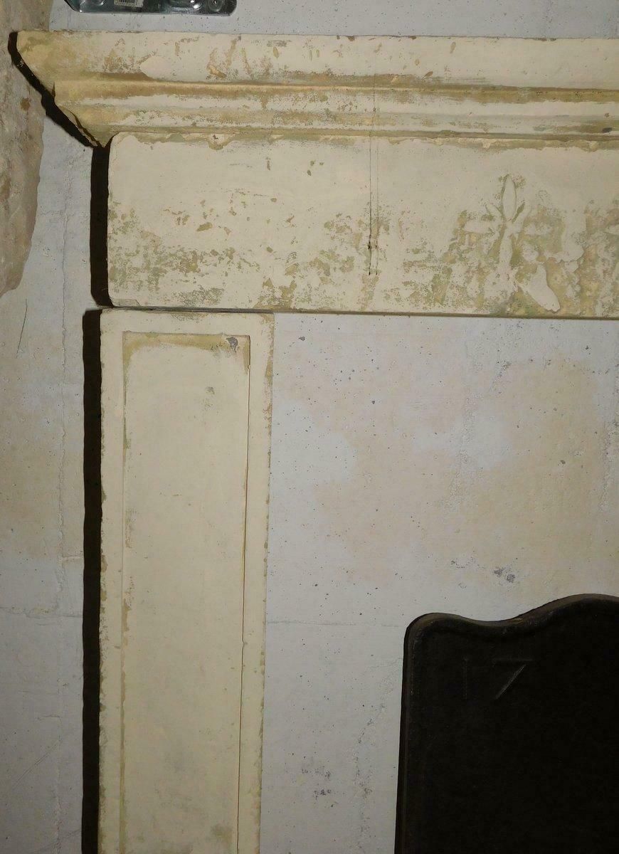 Lecce Stone Fireplace Mantle, Carved Foliate Bas Reliefs, Italy photo for sale