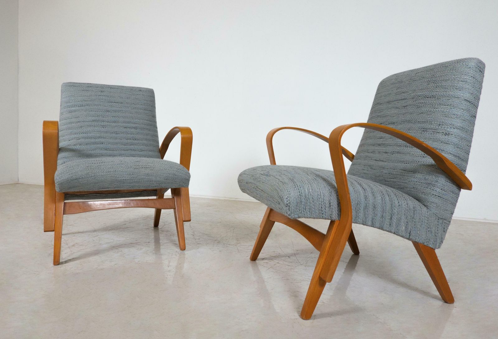 Mid Century Modern Pair Of Armchairs, 1950s, Czech Republic (New Uphostery) photo furniture