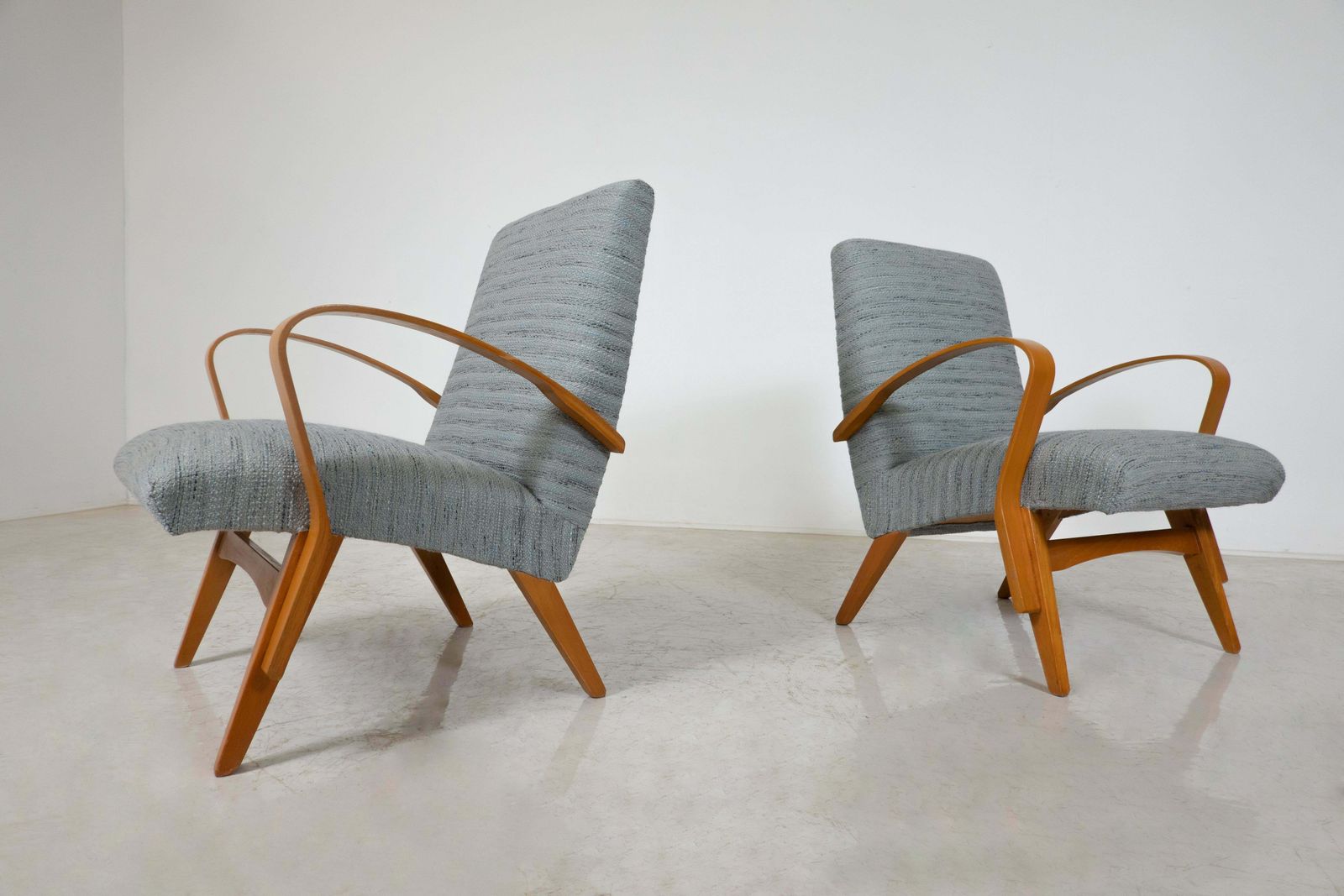 Mid Century Modern Pair Of Armchairs, 1950s, Czech Republic (New Uphostery) photo Furniture
