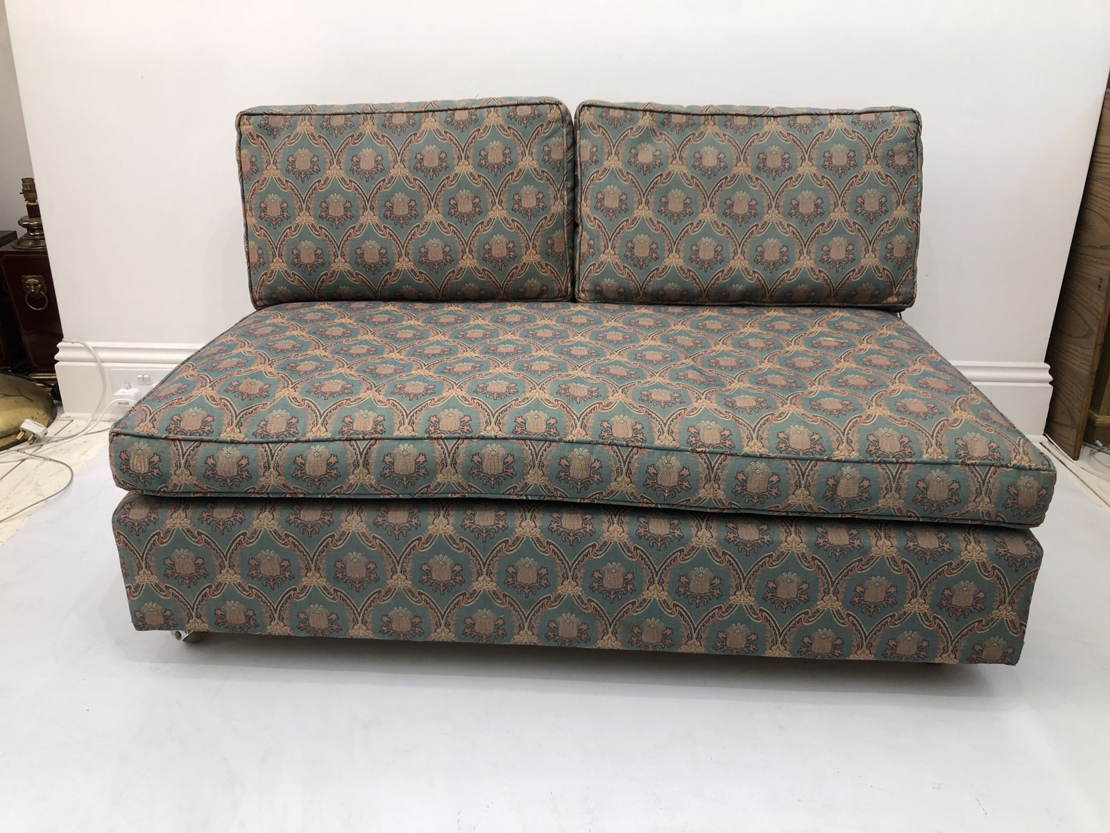 Furniture Low Tuxedo Two Seater Sofa On Wheels Mid Century Modern Settee 1960s Multicolour photo