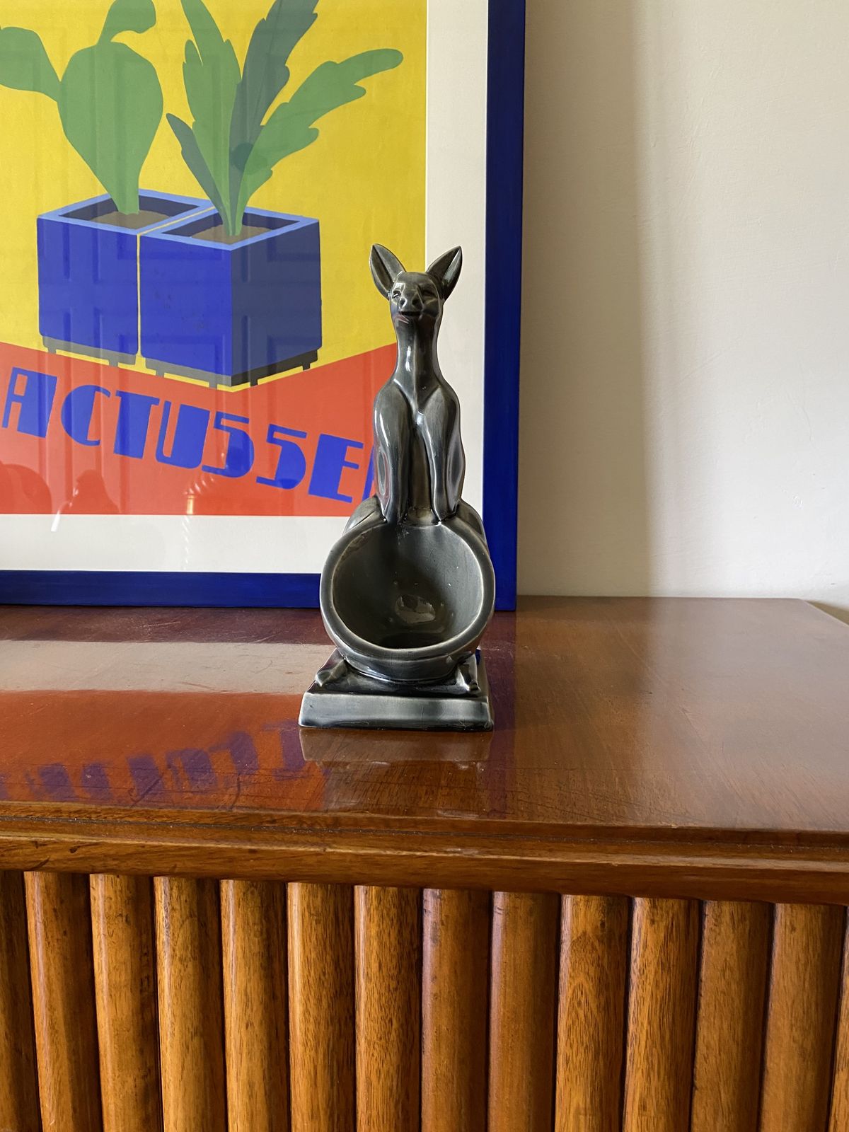 Art Deco Kangaroo Ceramic Vide Poche, Aladin France 1940s photo furniture